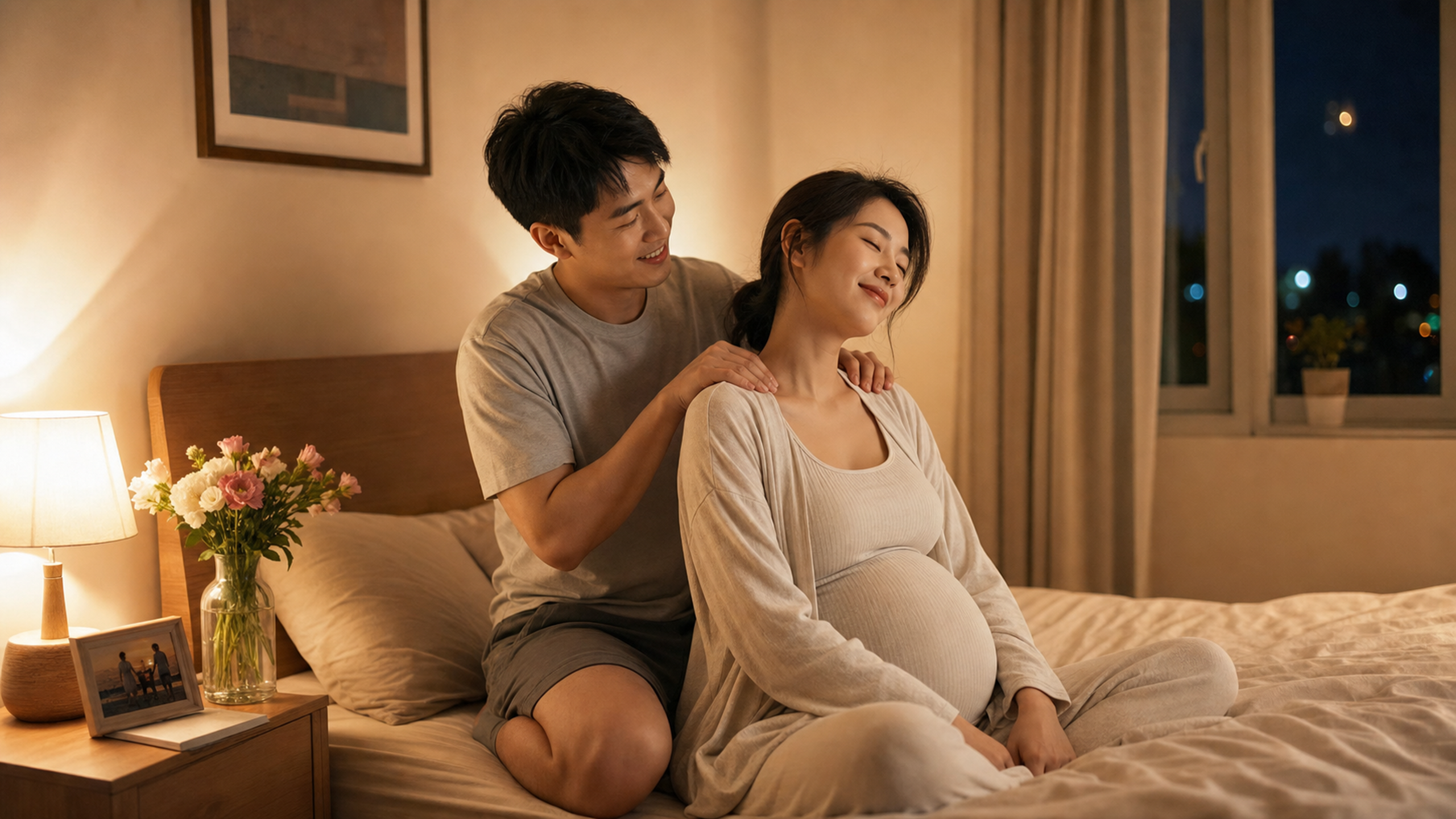 A heartwarming scene of a young Chinese couple in 
