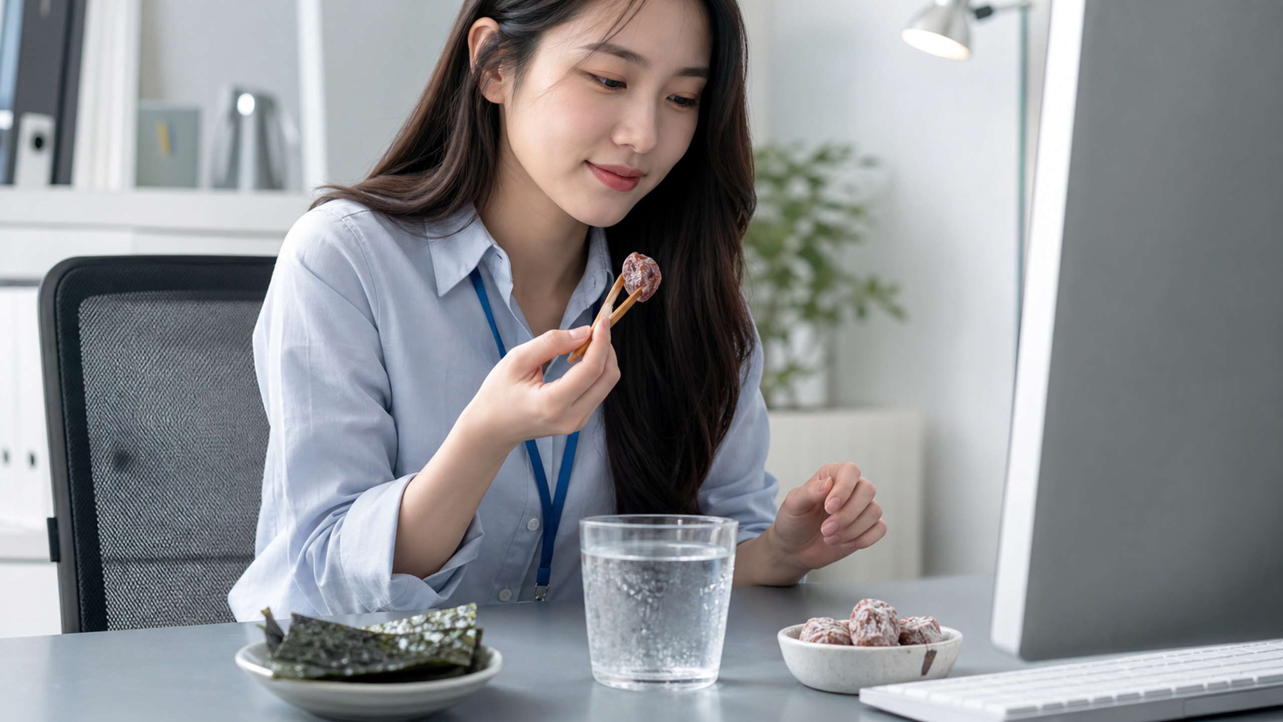A realistic photo of a young Chinese female office
