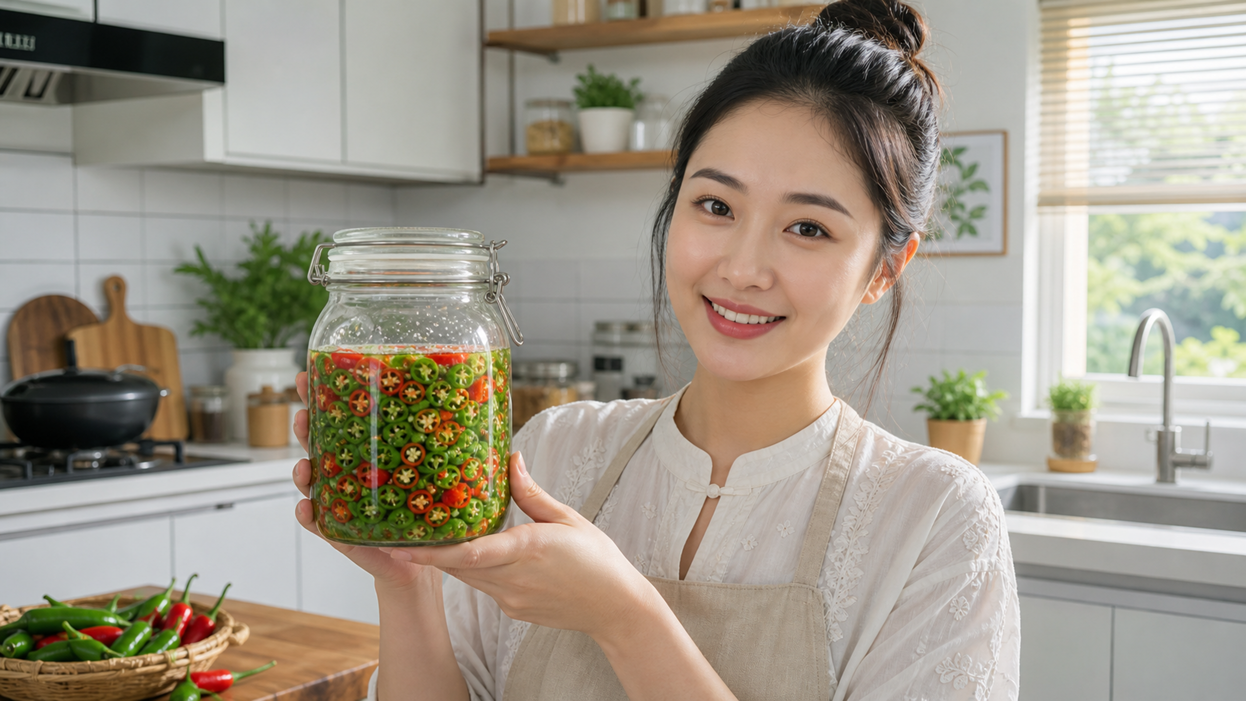 A high-quality food photography shot, a young Chin