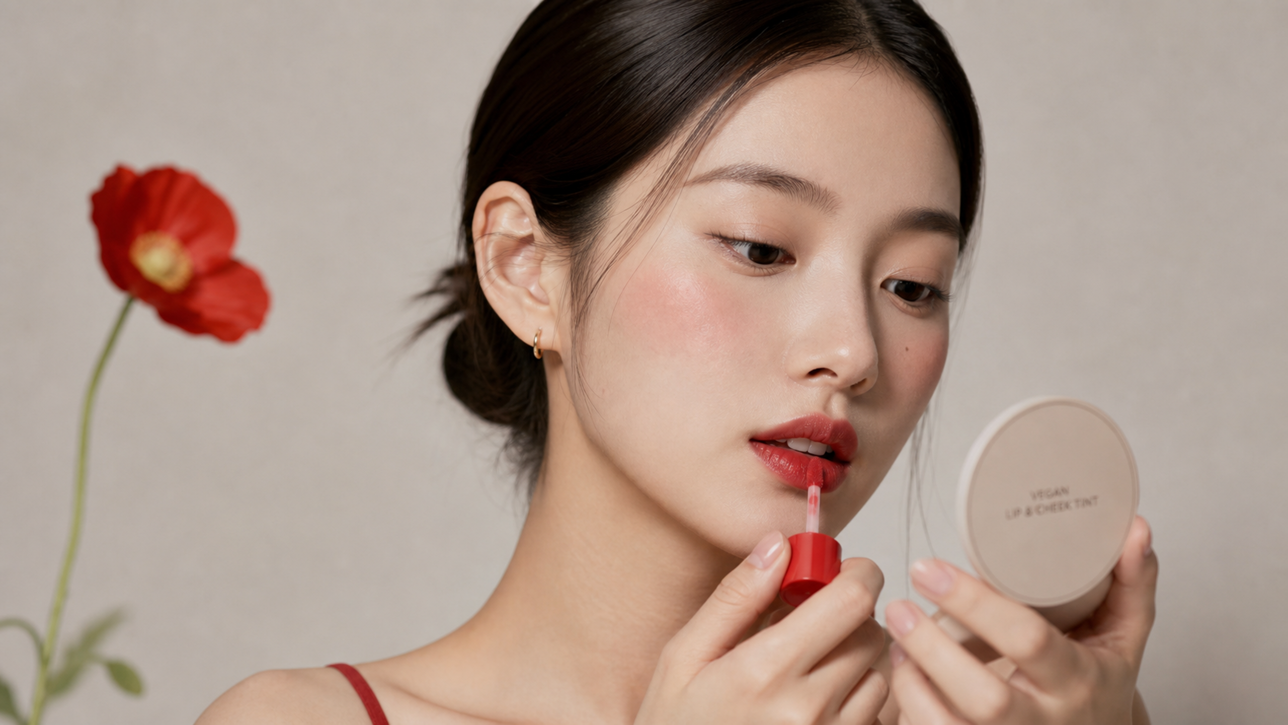A beautiful Chinese young woman with flawless glow