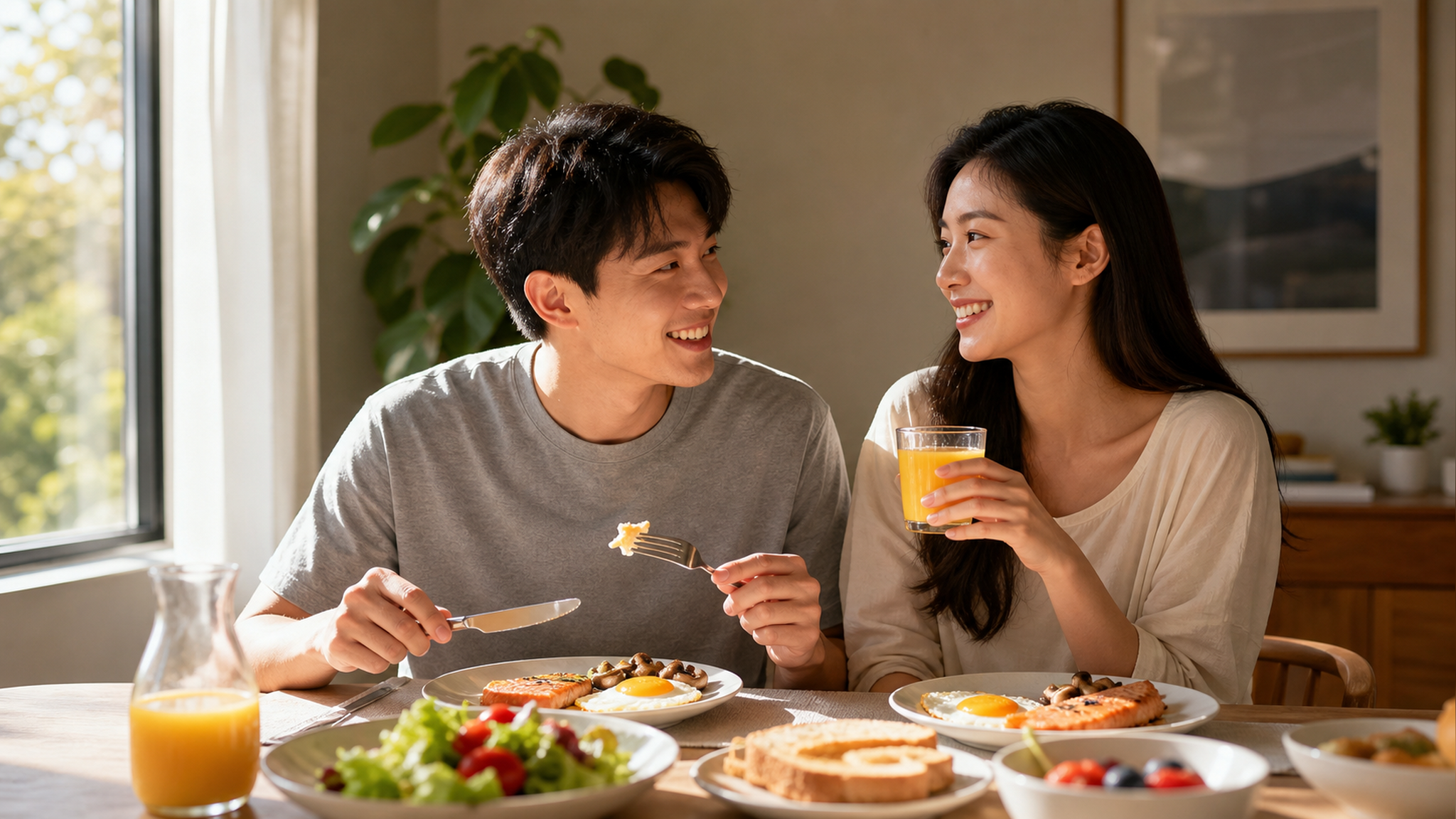 A photorealistic image of a young Chinese couple e