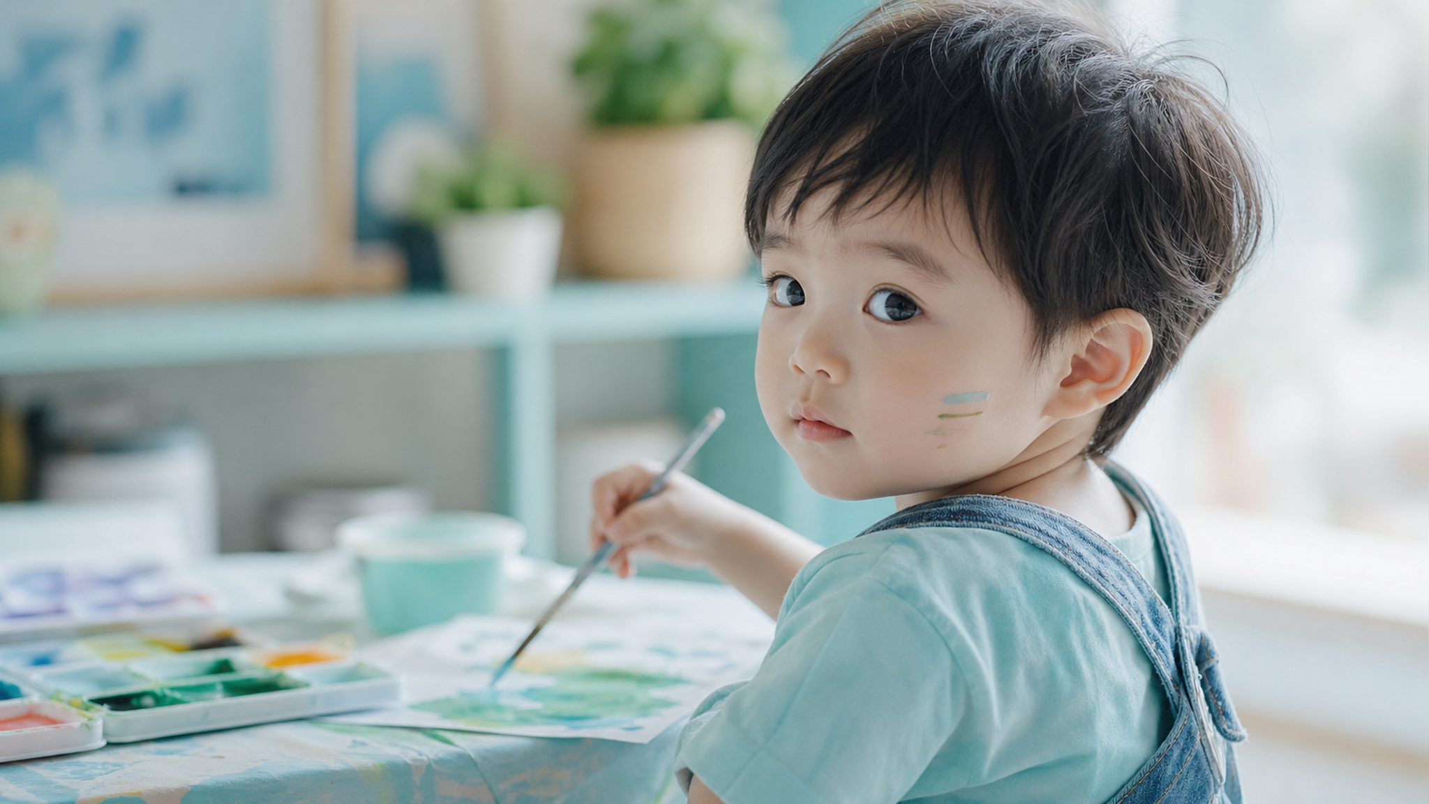 A high-quality, photorealistic image of a cute 2-y