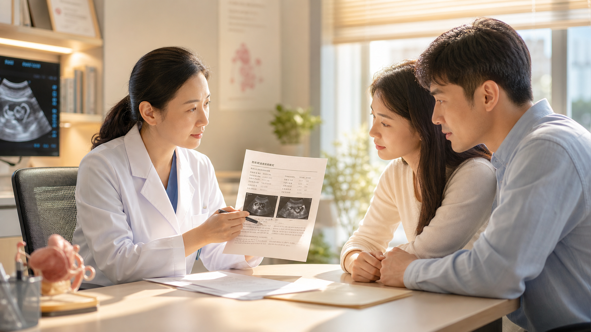 A warm and professional medical consultation scene