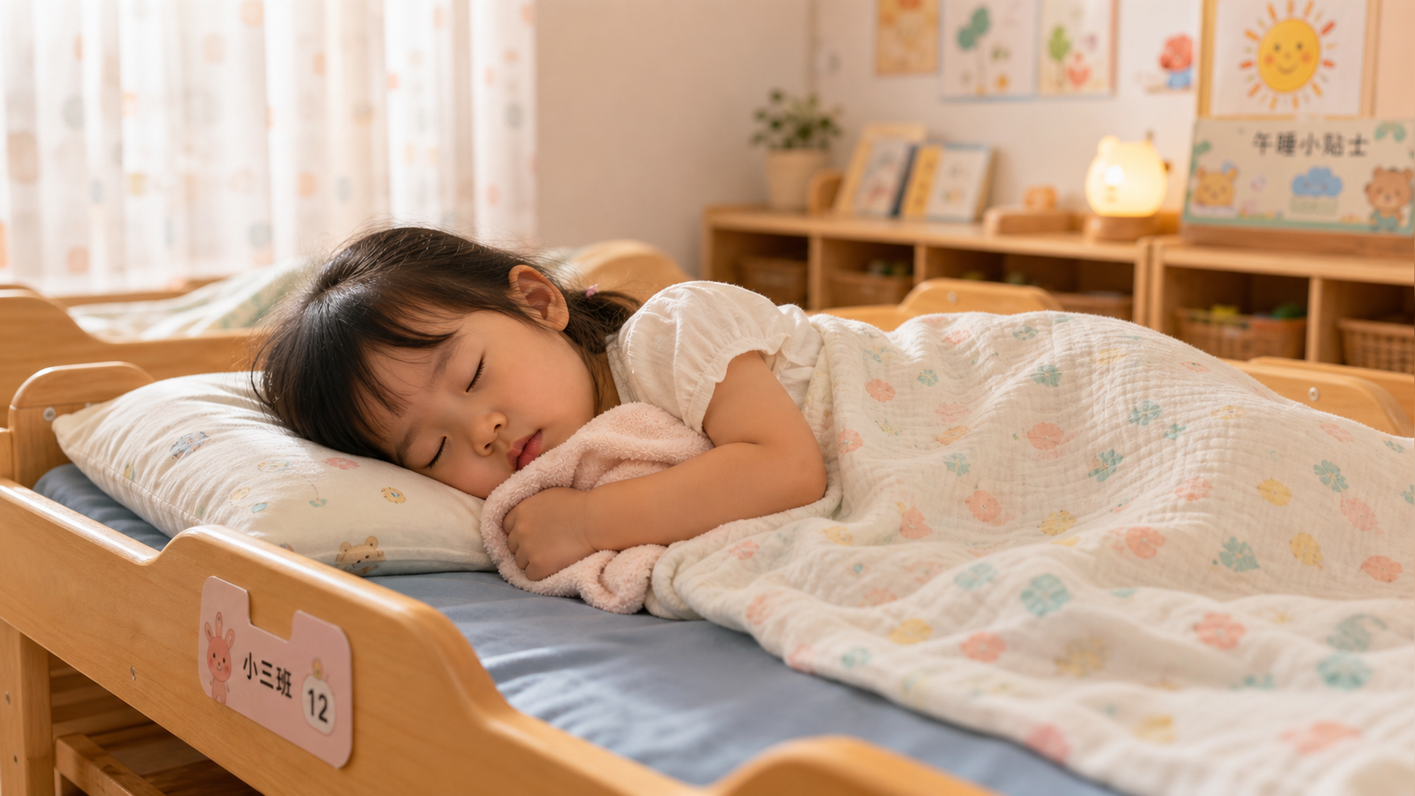 A cute 3-year-old Chinese child sleeping peacefull