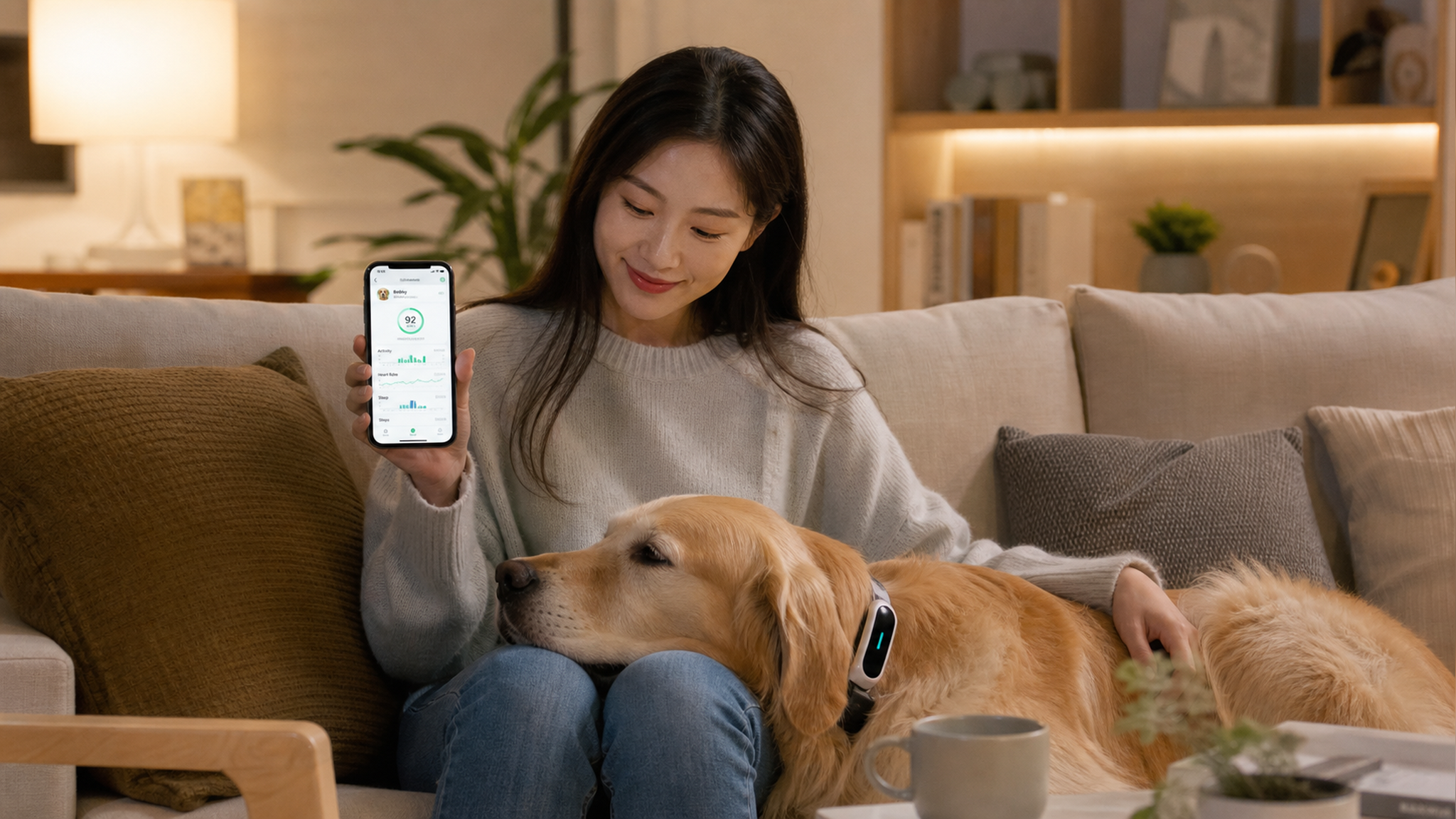 A Chinese young woman sitting on a cozy living roo