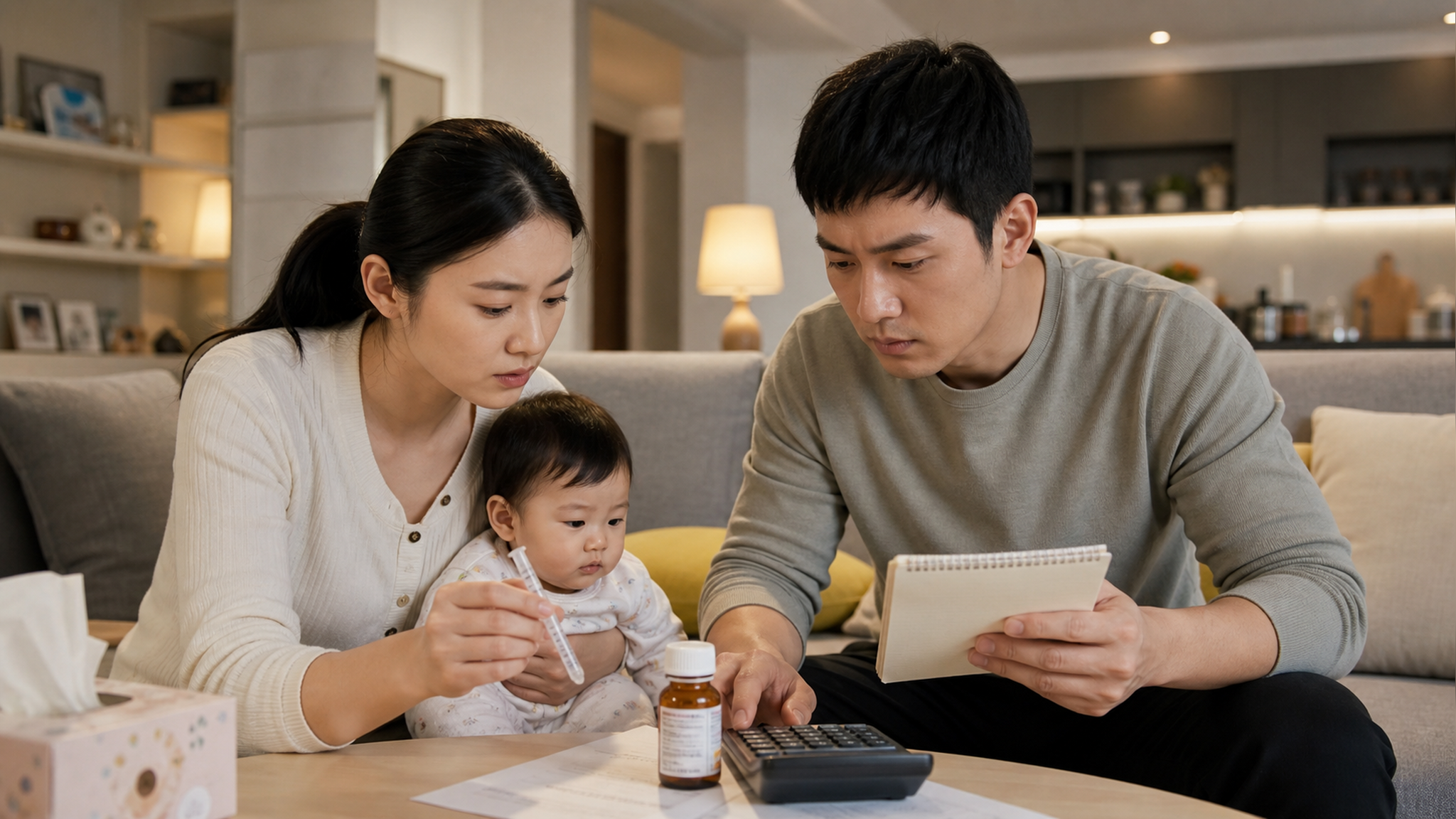 A young Chinese couple in a modern, well-lit livin