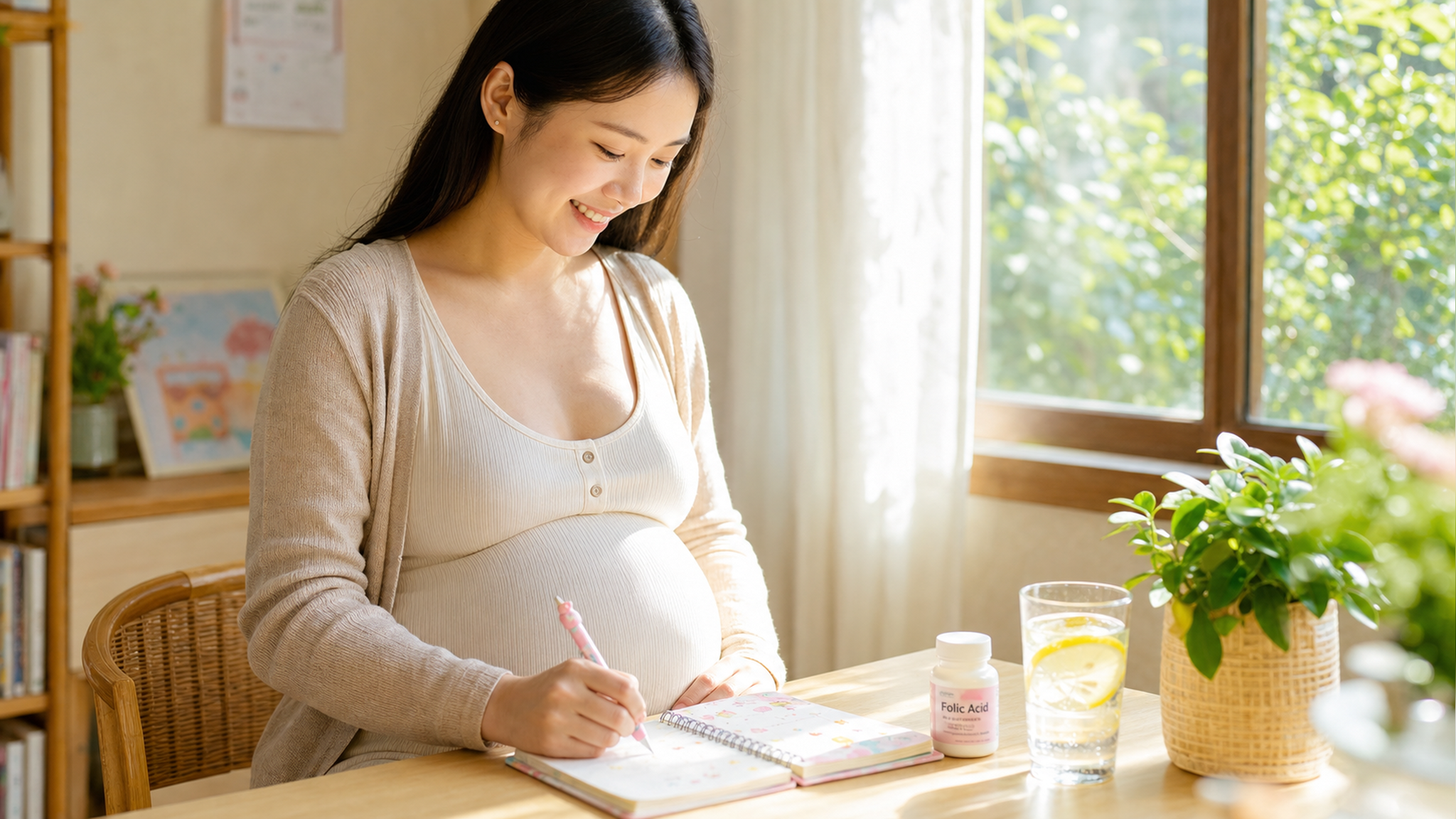 A hyper-realistic portrait of a young Chinese preg