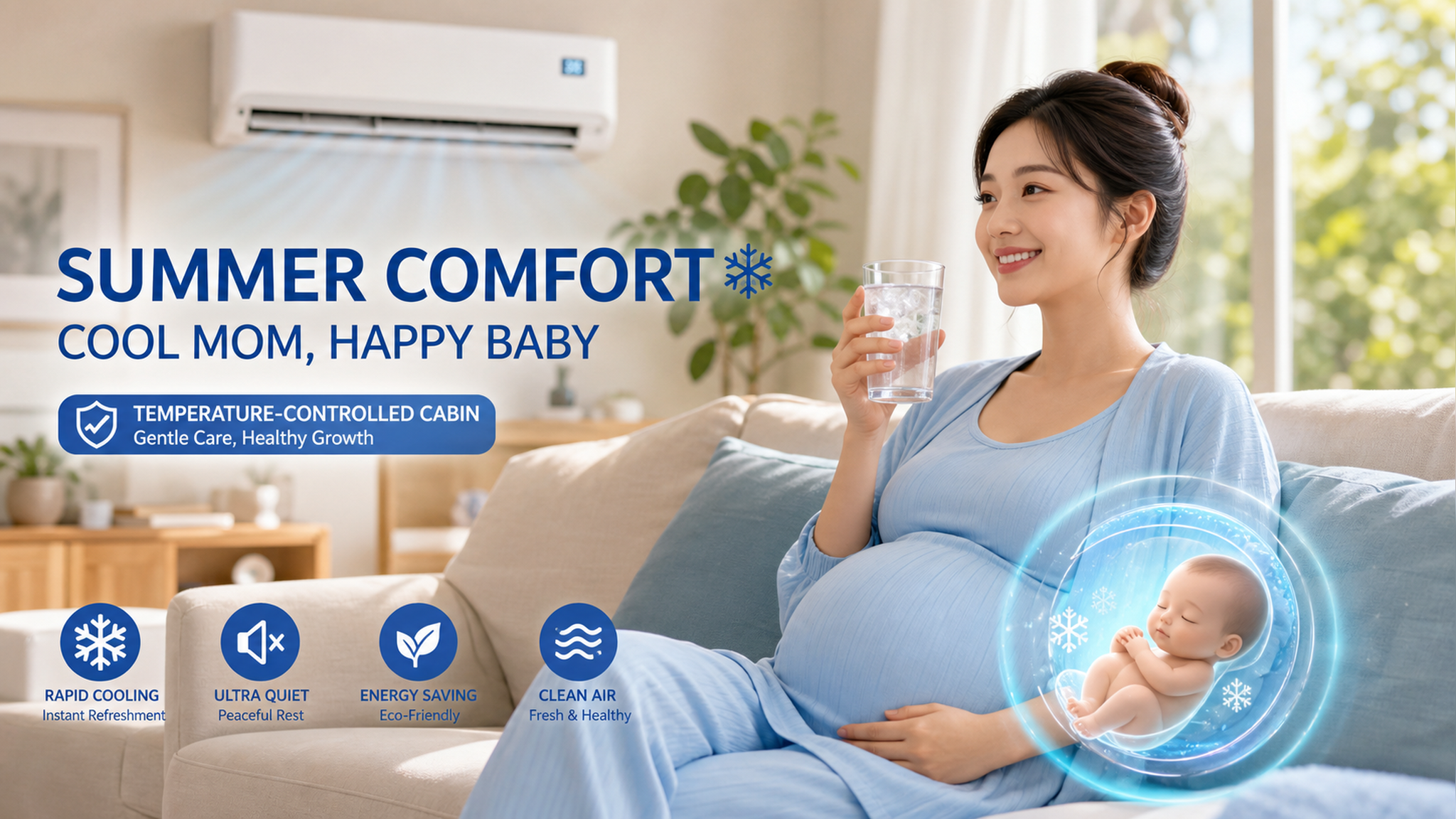 A beautiful Chinese pregnant woman relaxing in a c