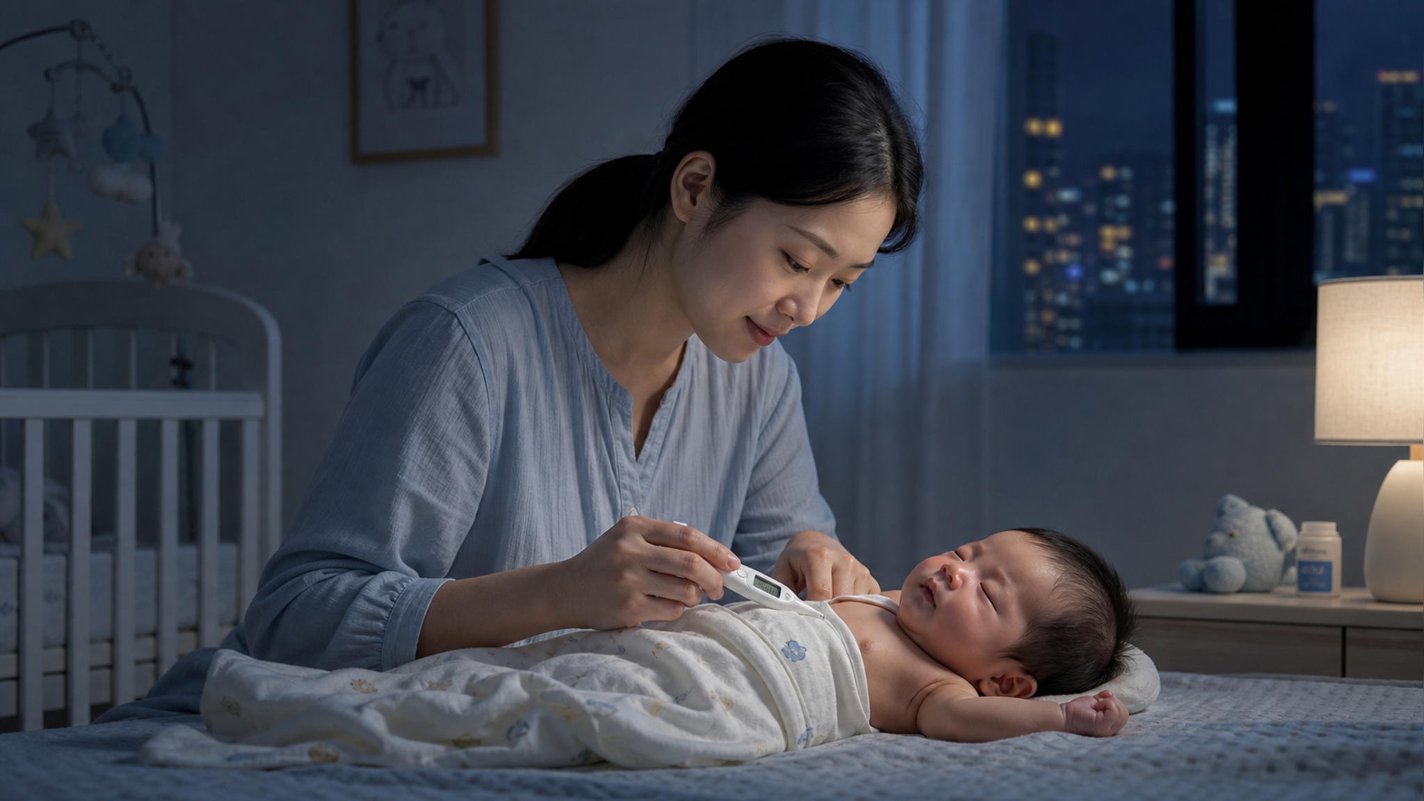 A gentle and warm illustration of a young Chinese