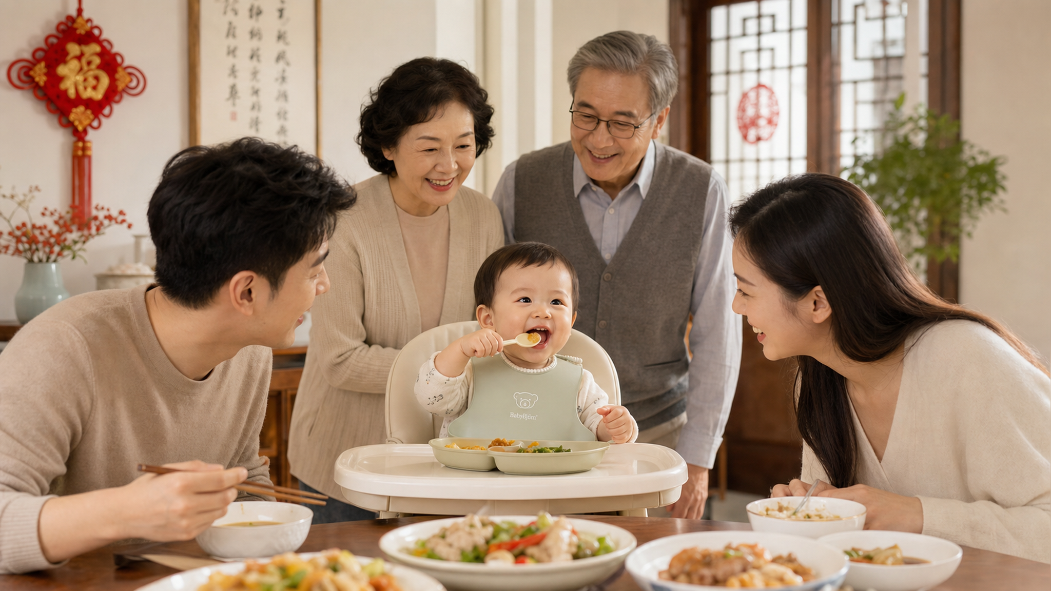 长辈非要喂？三招夺回宝宝餐桌主导权