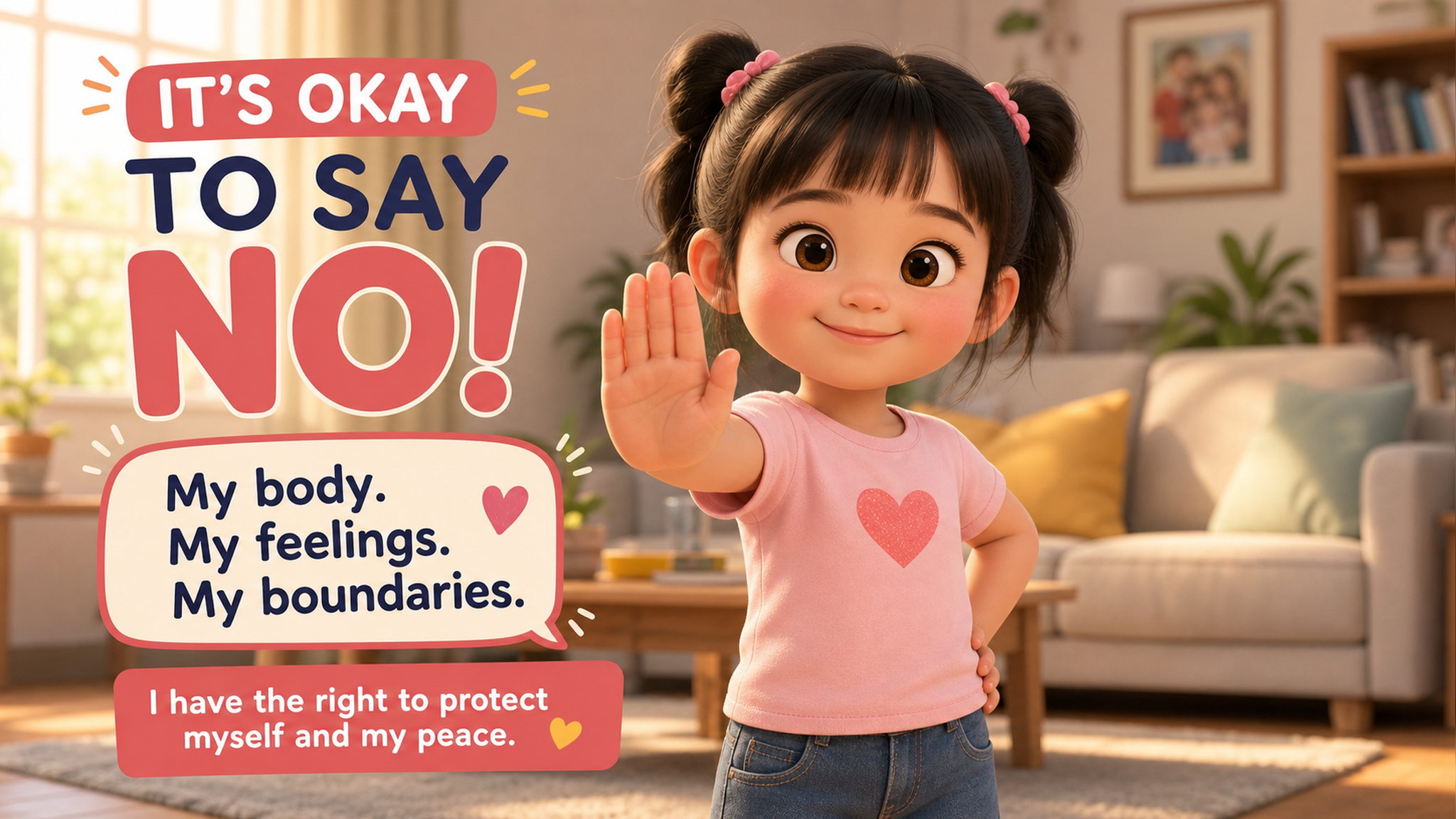 A 5-year-old cute Chinese girl standing in a brigh