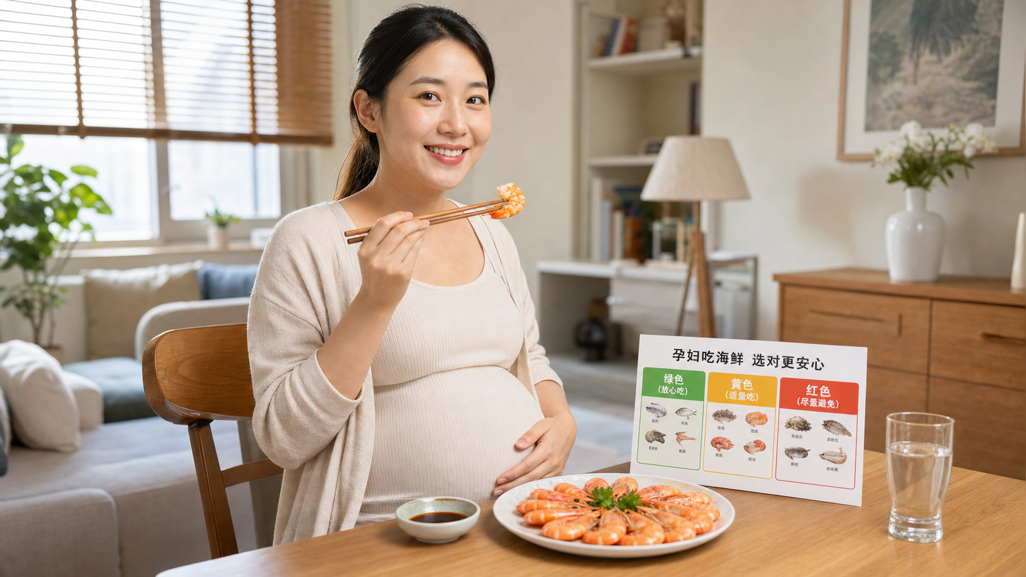 A photorealistic image of a happy Chinese pregnant