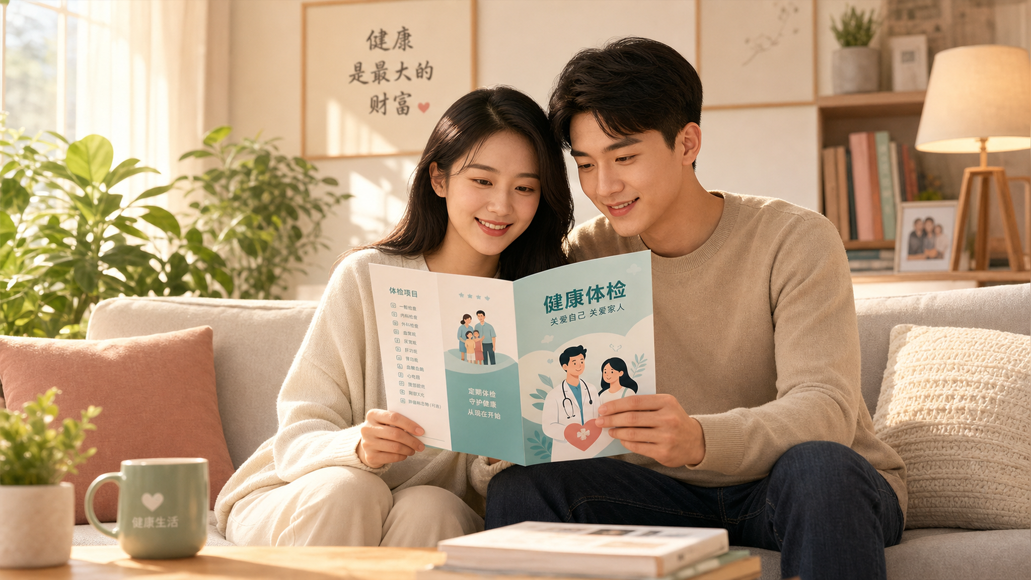 A warm and cozy illustration of a young Chinese co