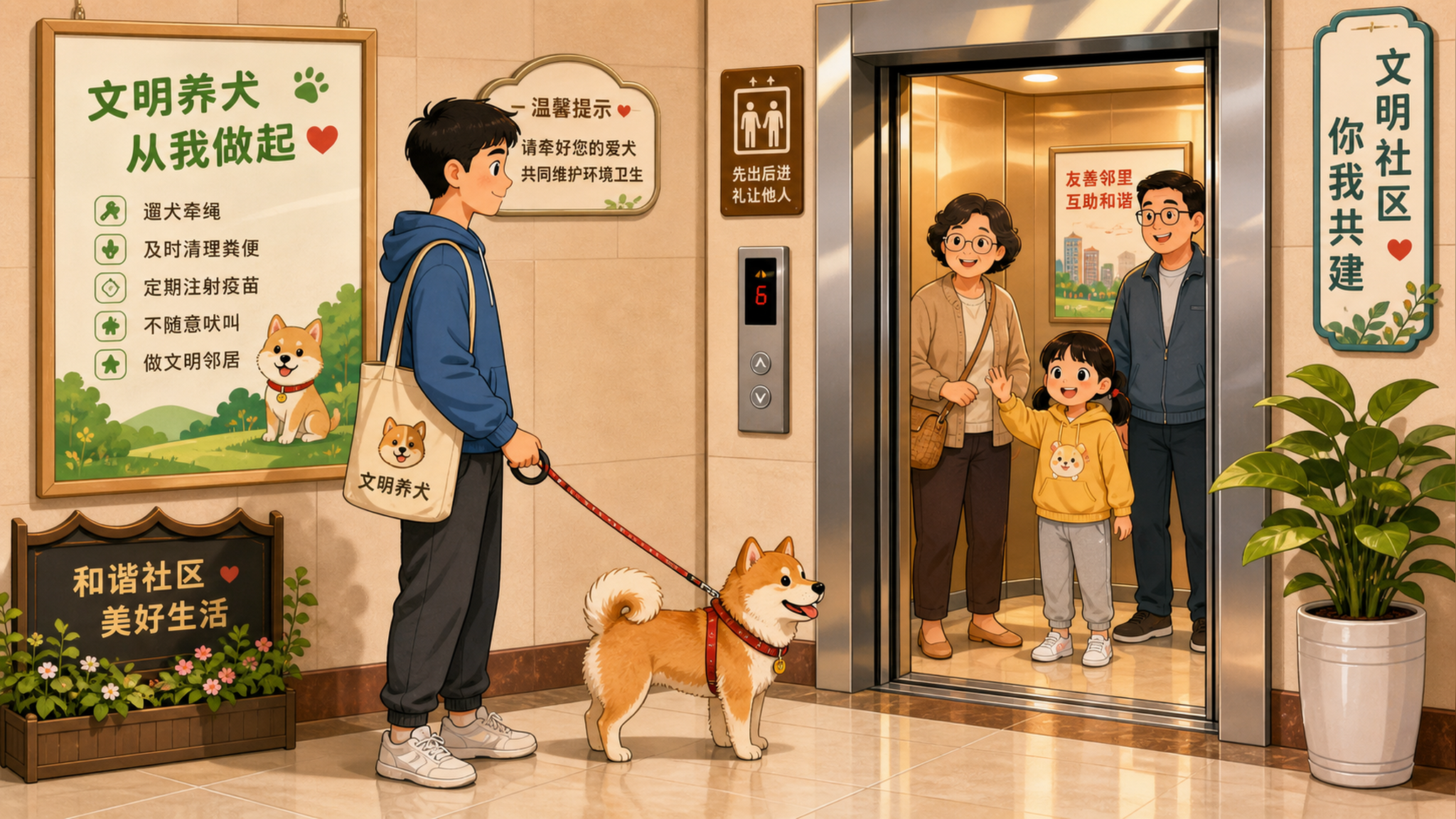 A warm and friendly community scene in China. A yo