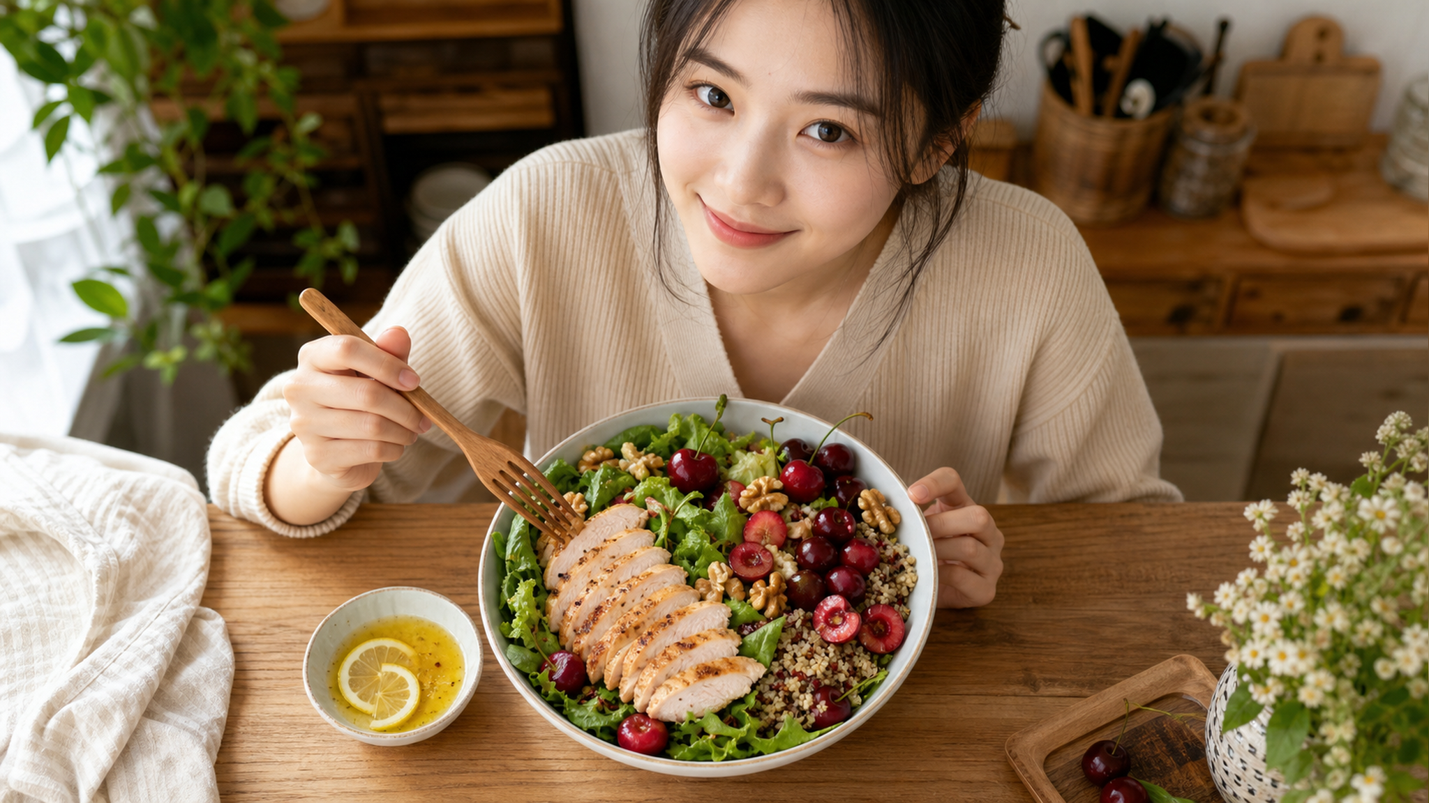 A top-down view of a delicious and healthy salad b