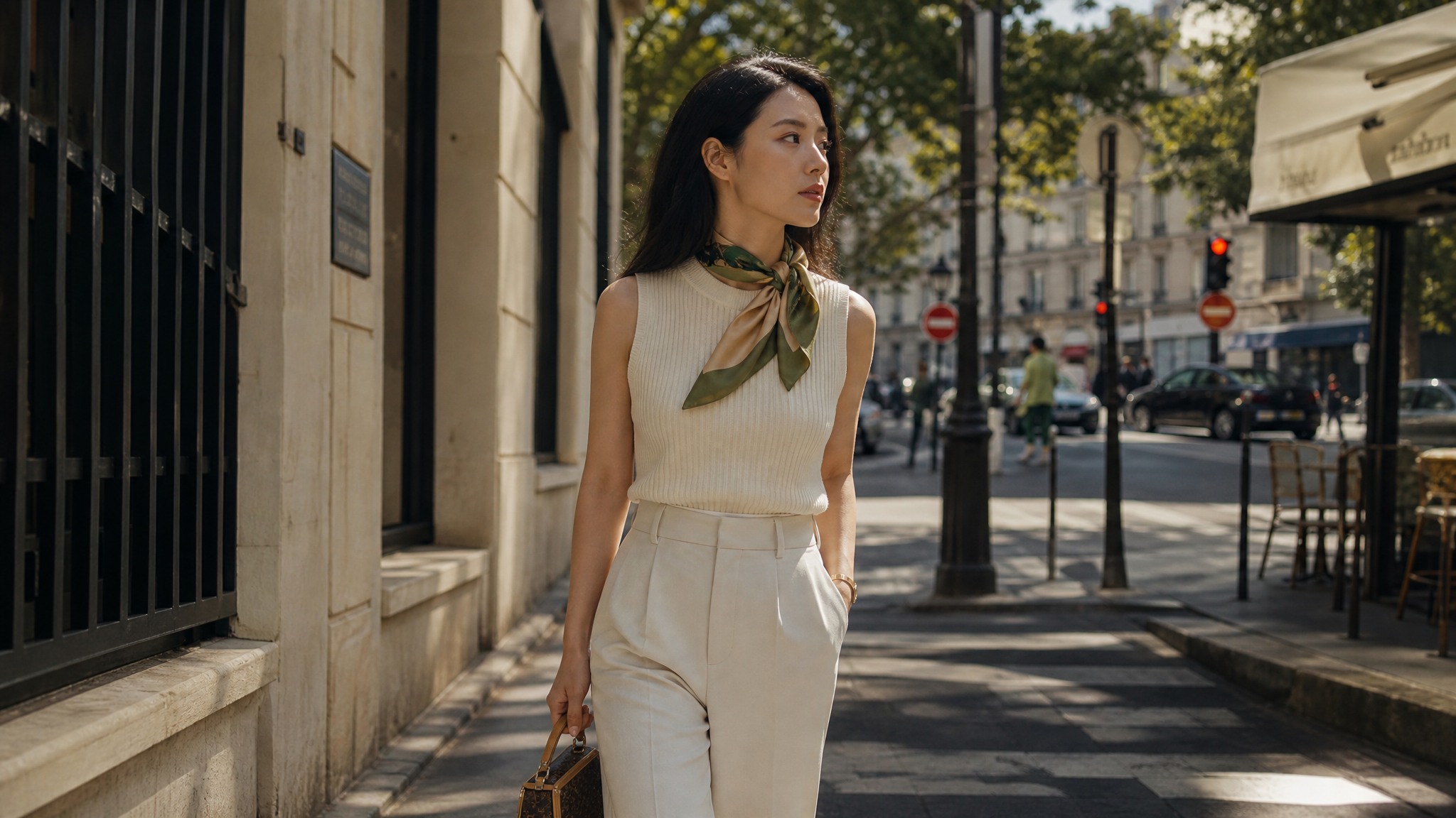 A photorealistic fashion editorial shot of an eleg