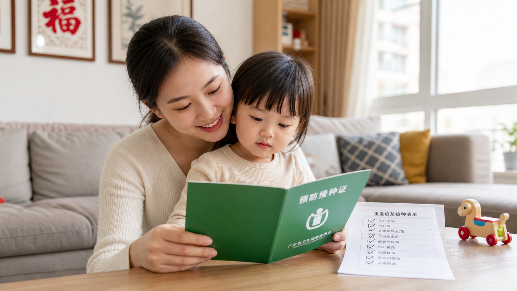 A realistic photo of a young Chinese mother smilin
