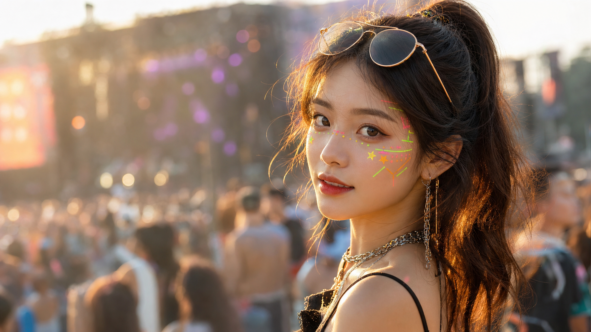 A hyper-realistic close-up of a stylish young Chin