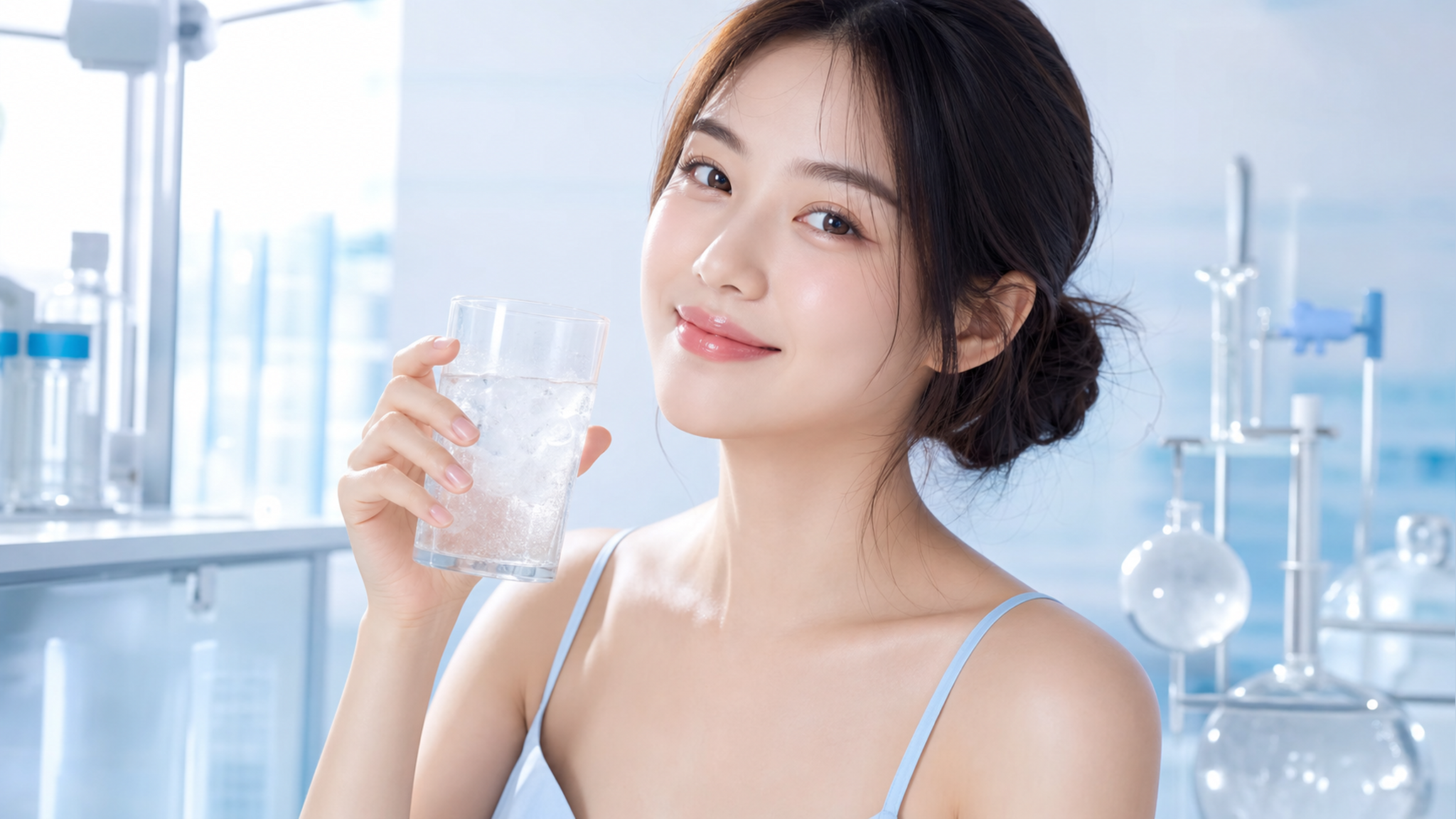 A beautiful young Chinese woman in summer, wearing
