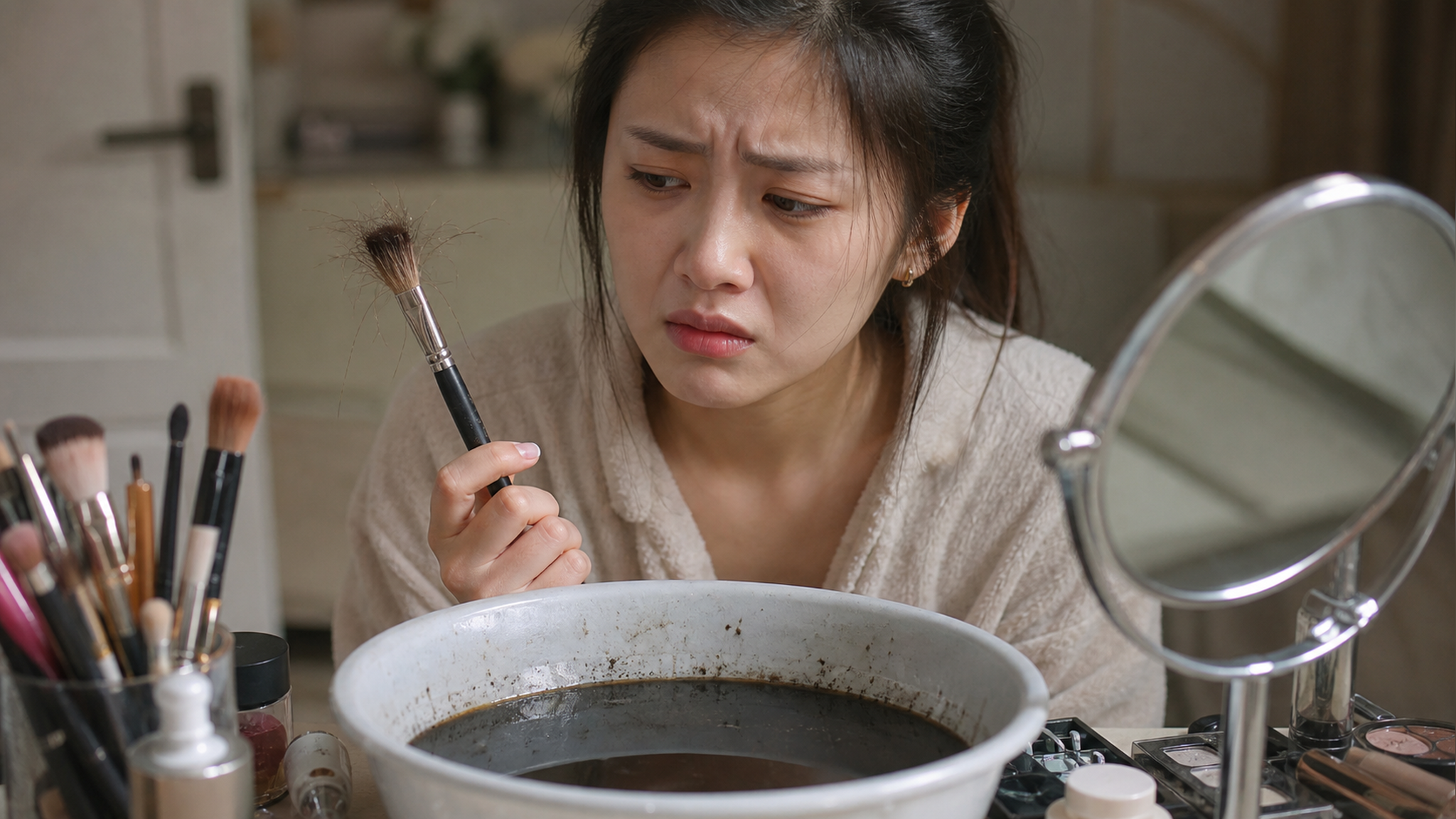 A close-up shot, a young Chinese woman looking fru