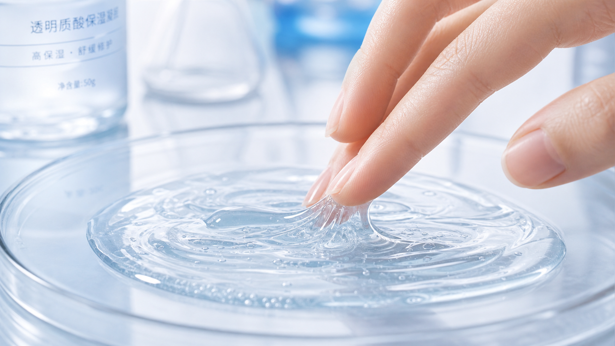 A close-up shot of a clear, refreshing skincare ge