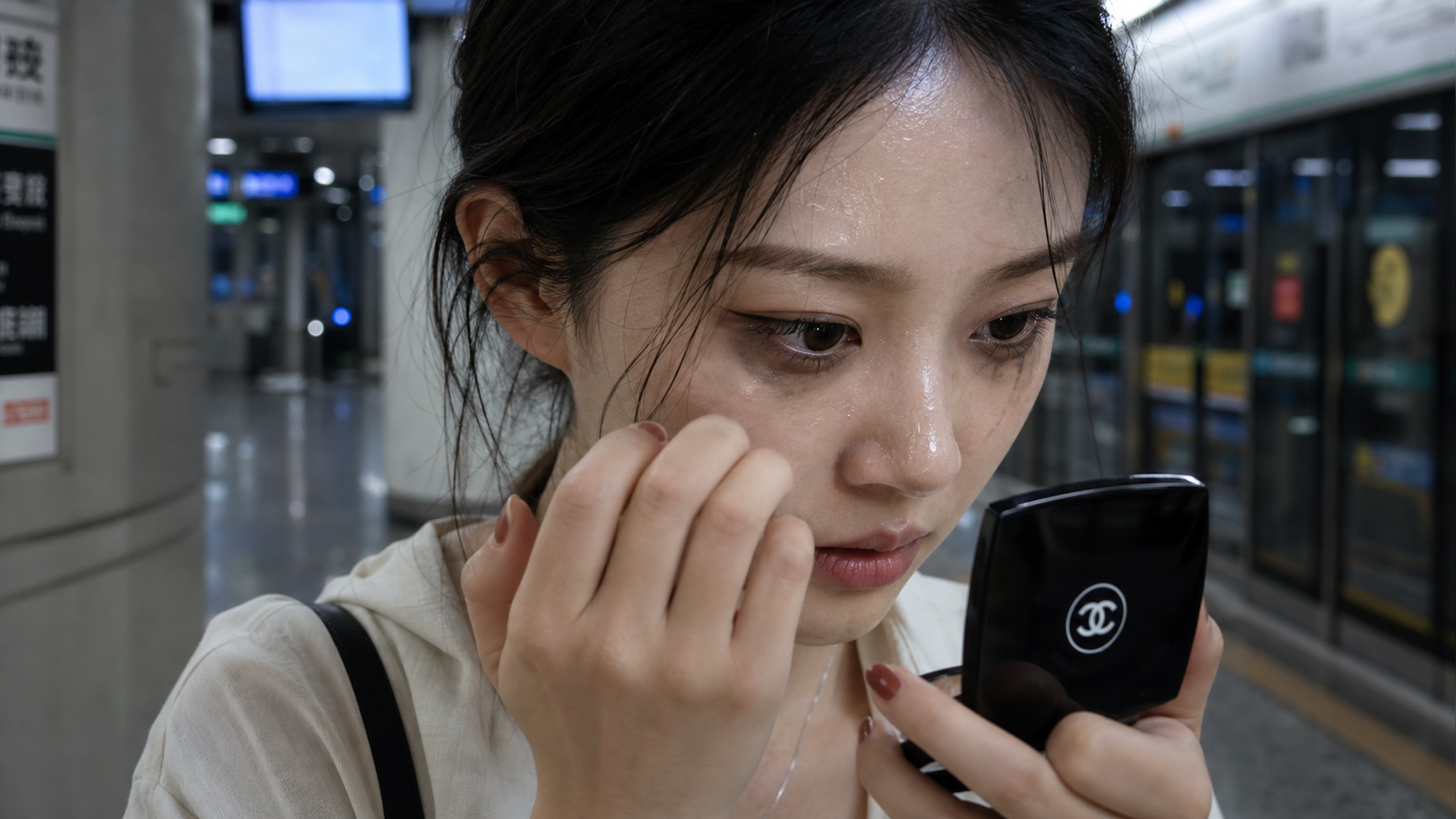 A close-up shot of a beautiful young Chinese woman