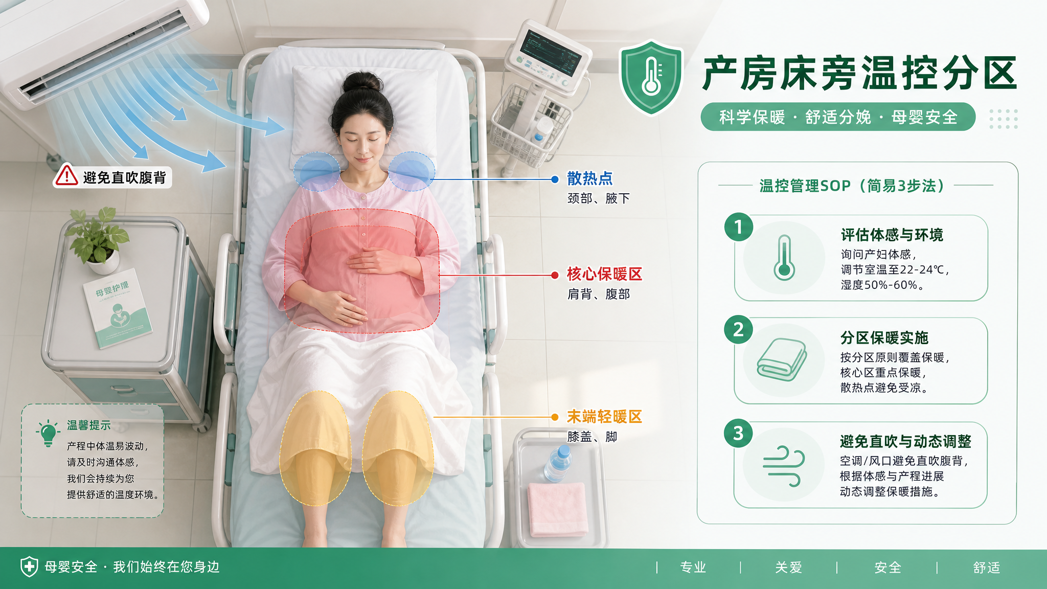 产房空调别直吹：3步分区控温不发抖