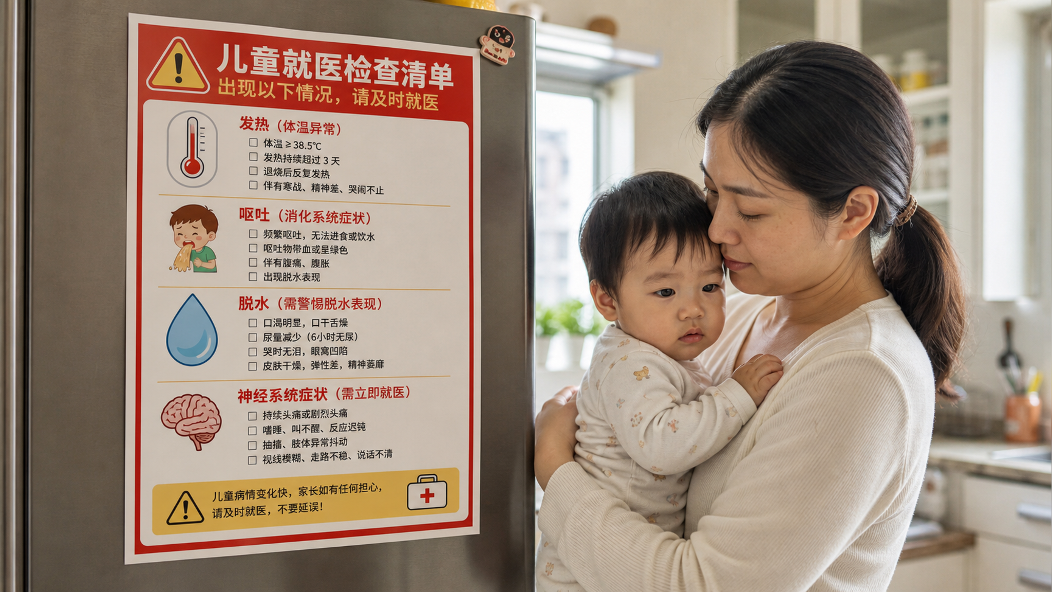 A4 printable medical checklist poster on a refrige