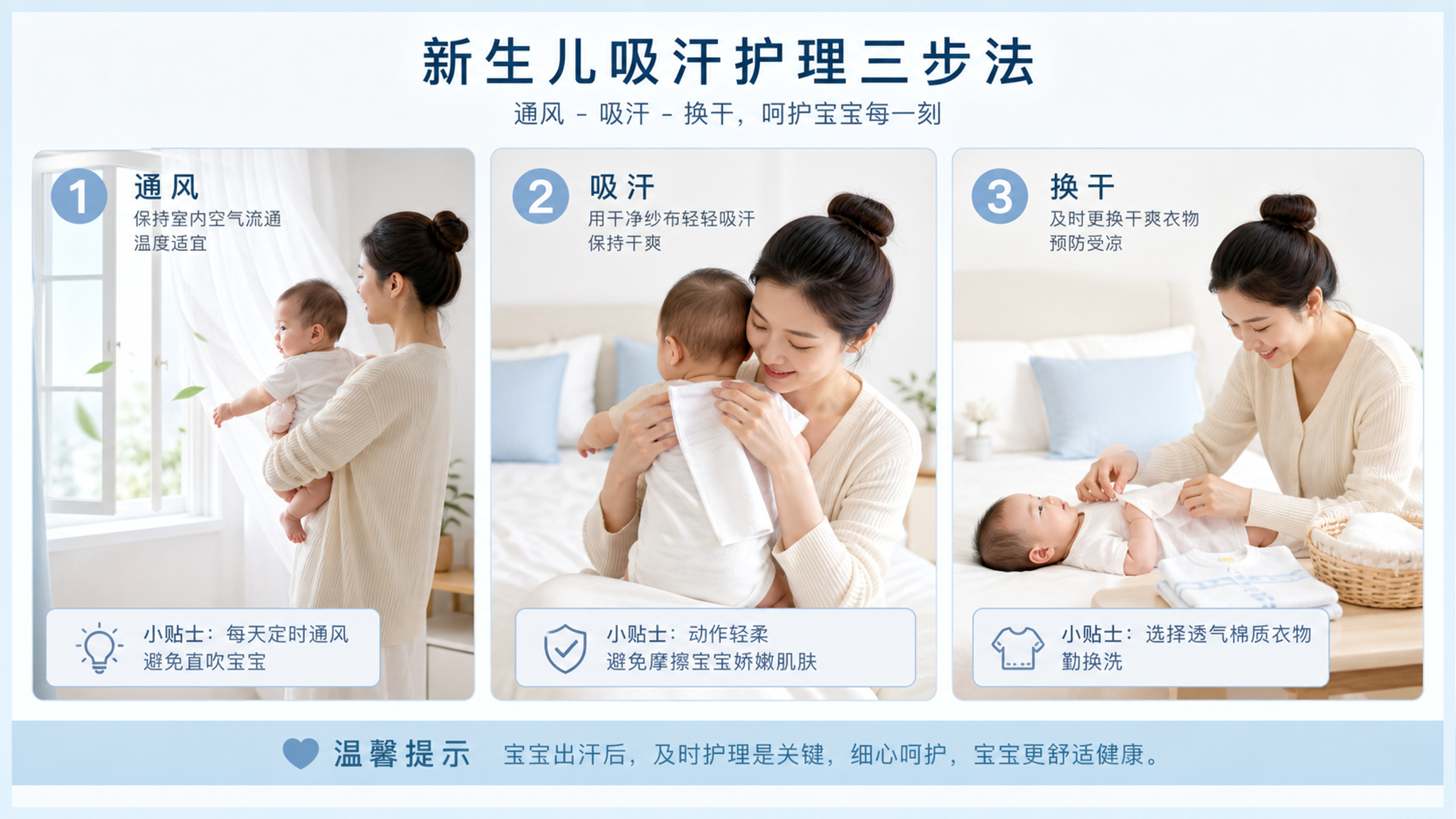 三伏天宝宝后脑勺湿一片？这份3步护理照做就行