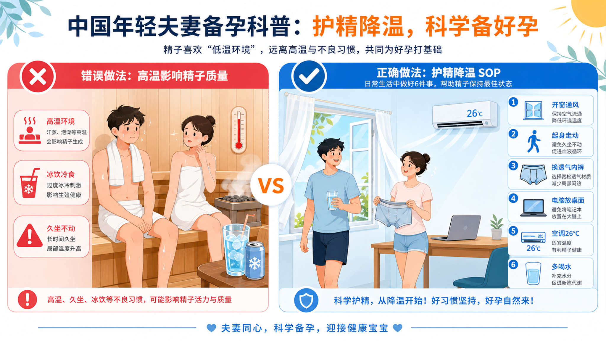 高温伤精不改性别：准爸爸3周护精降温计划