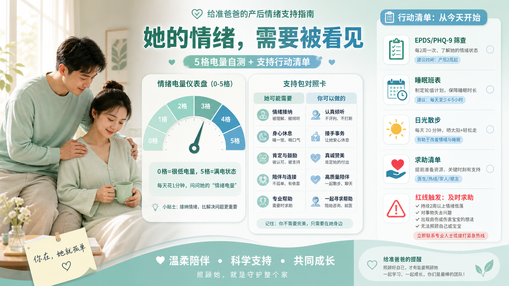 更会托住她的准爸：产后情绪预案一张表