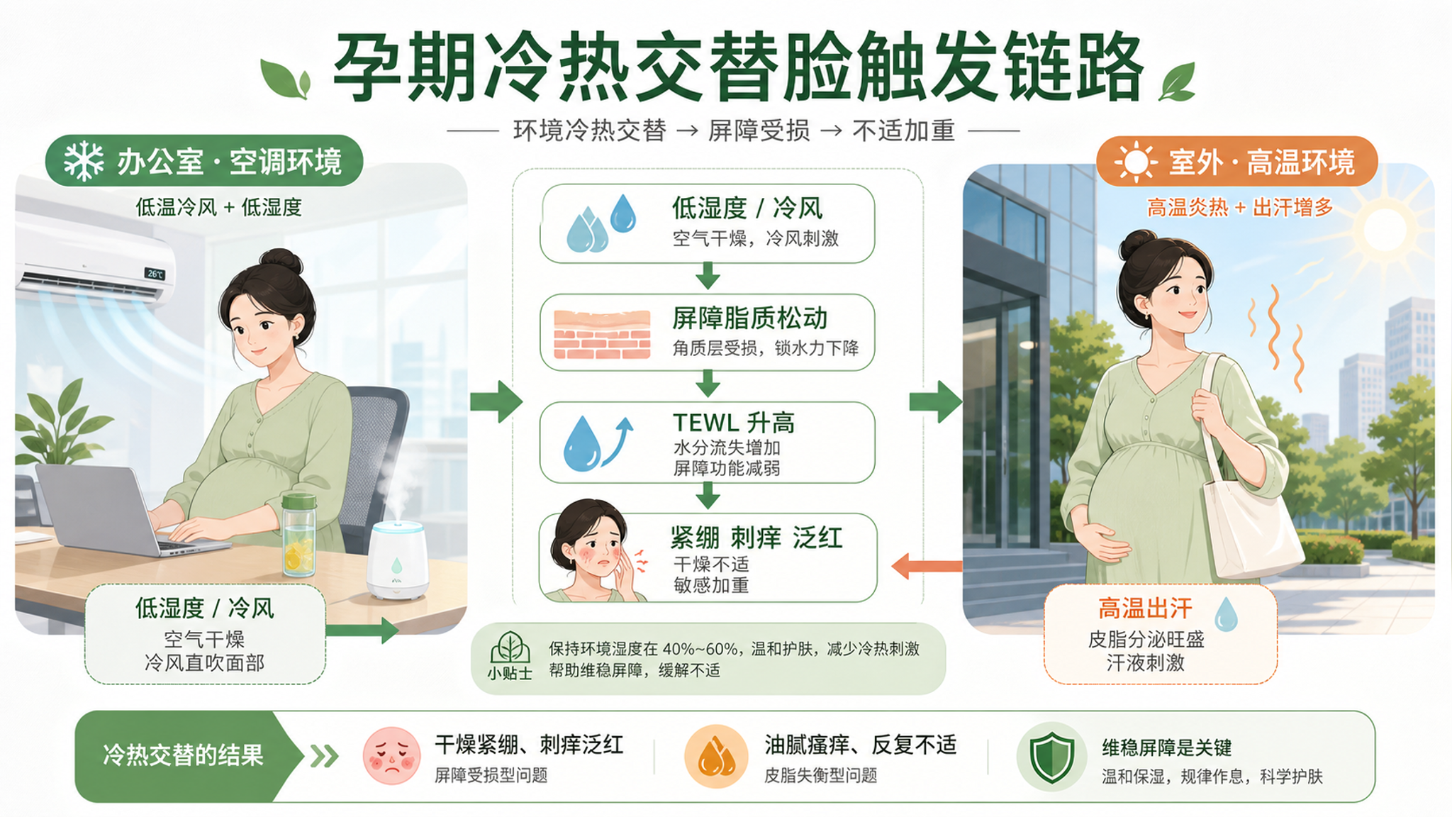 空调房越待越干、出门立刻油痒？孕期屏障急救3步