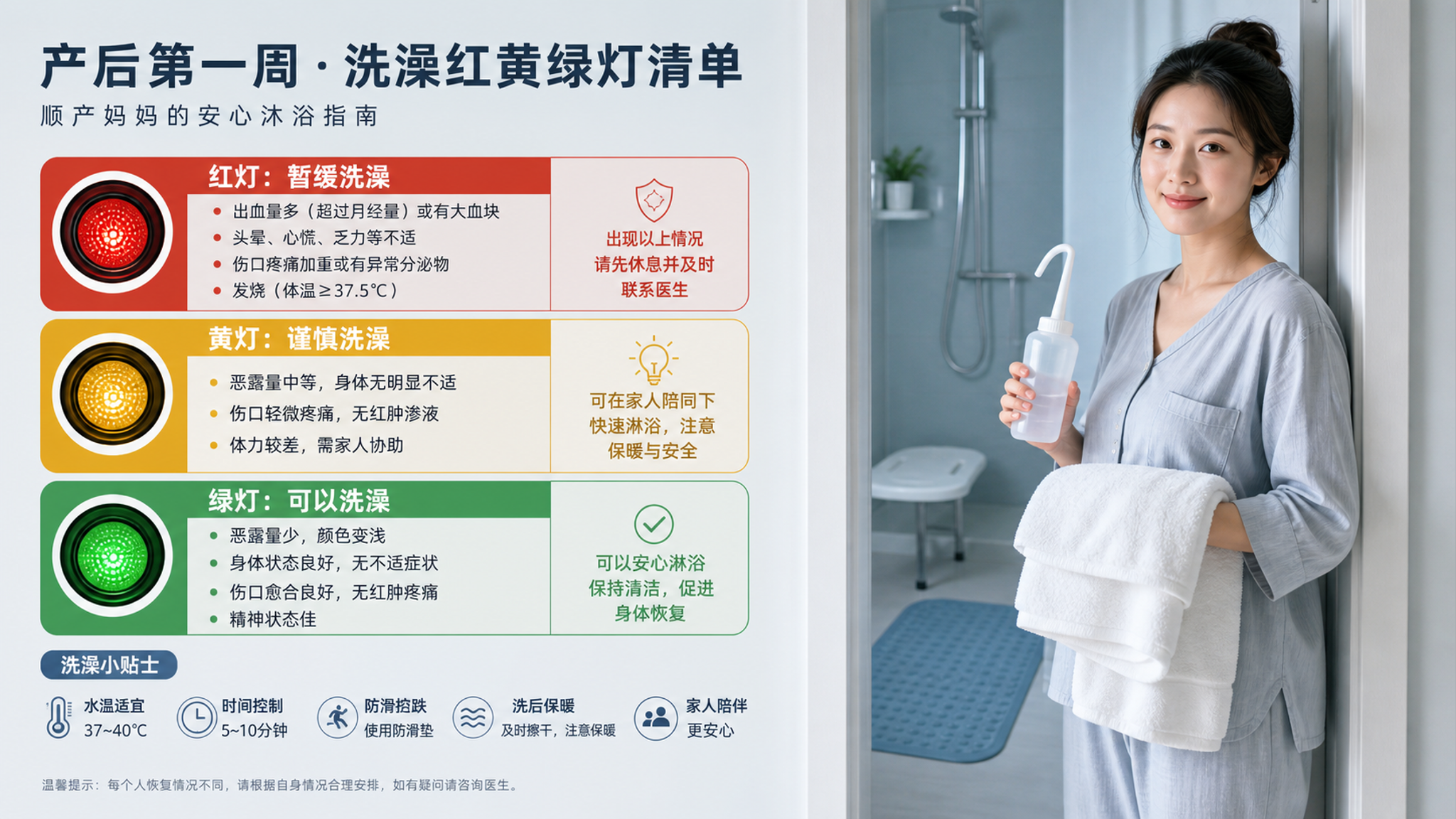 产后第一周到底能不能洗？顺产妈妈清洁红绿灯