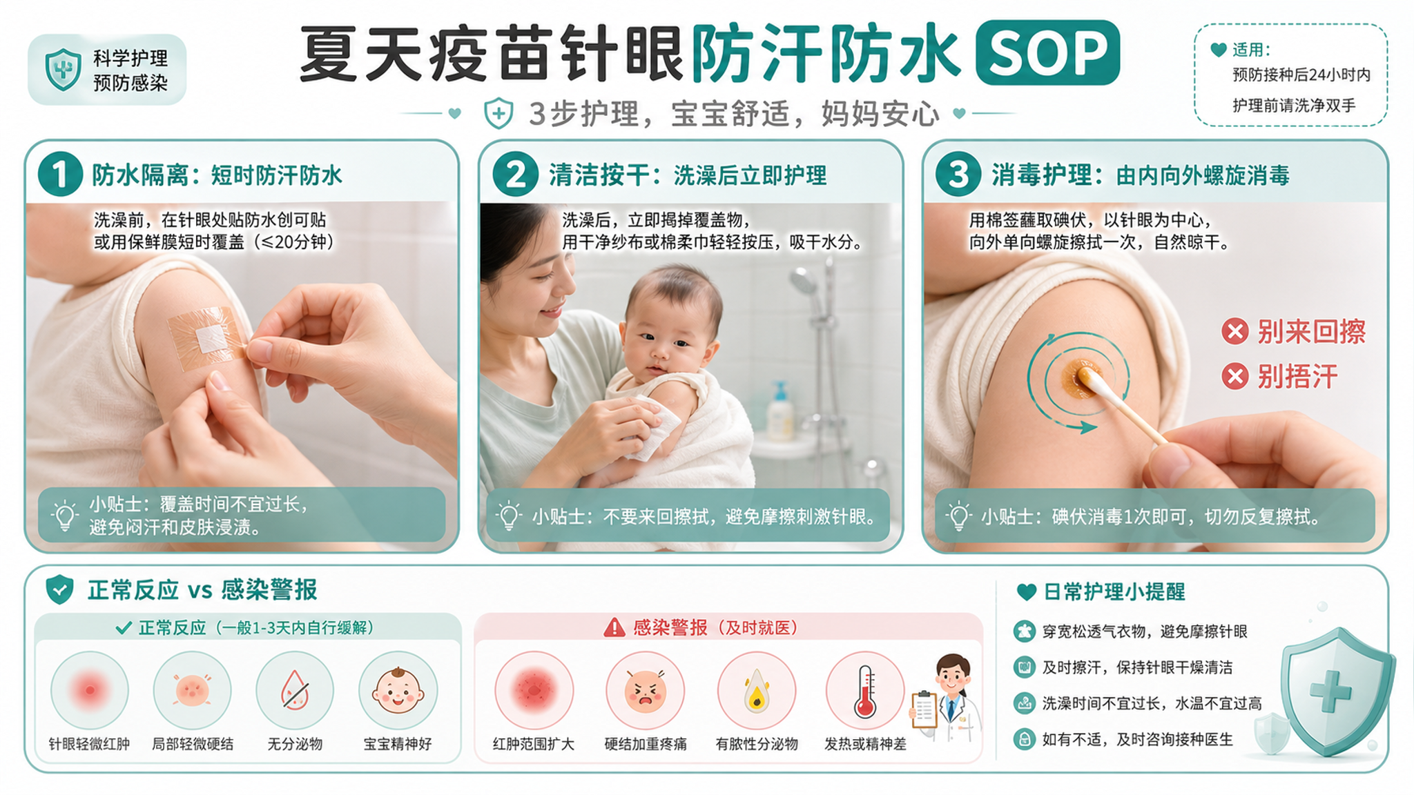 打完疫苗针眼能洗澡吗？夏天防汗防水3步SOP