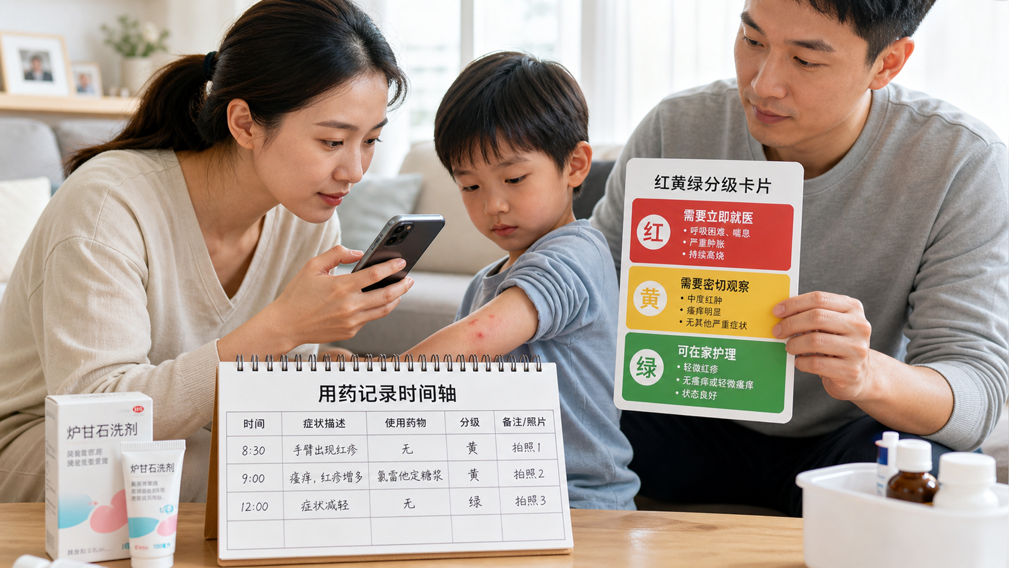 孩子吃药后起疹子：红黄绿分级，哪些要立刻急诊？