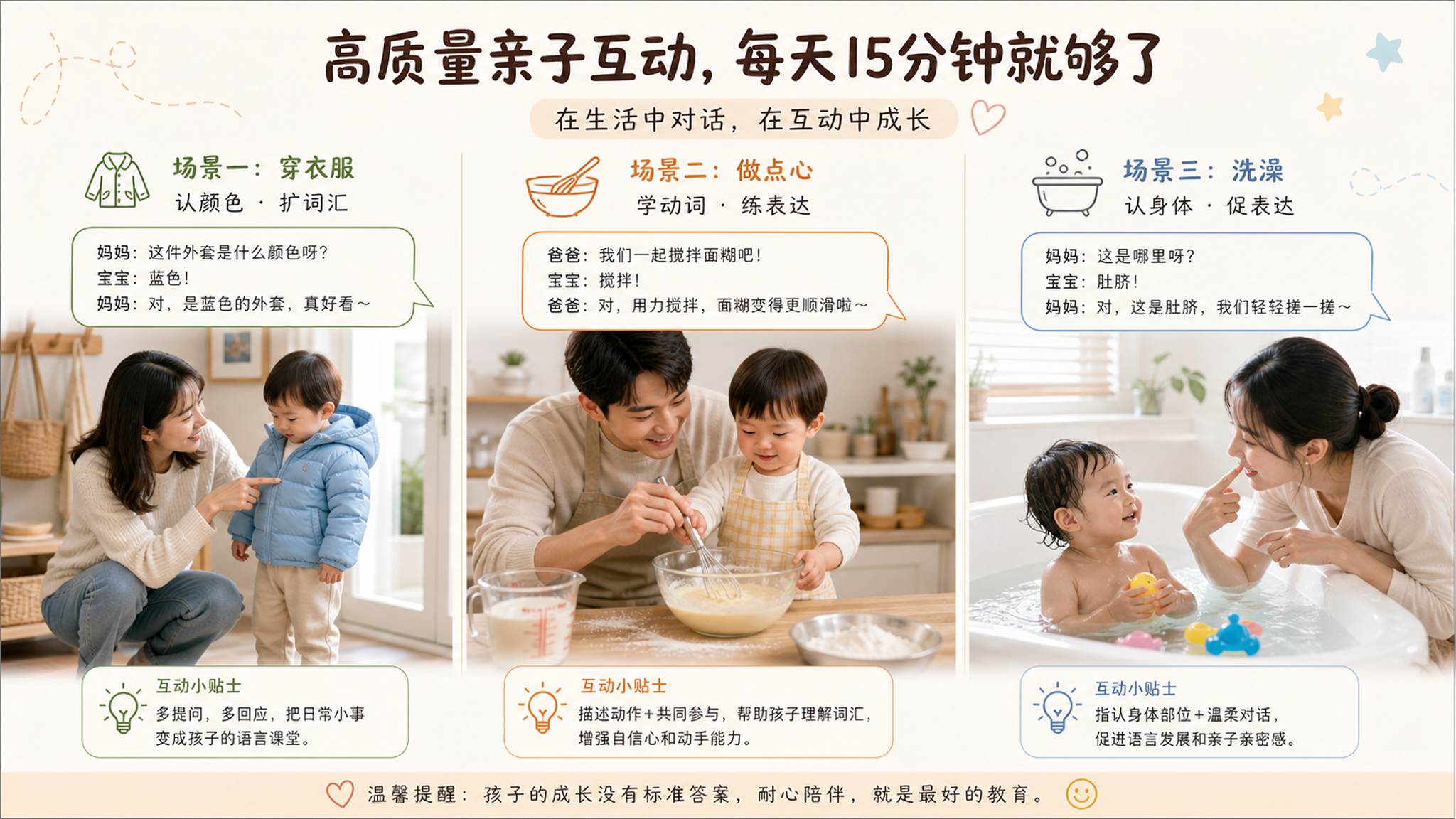 2岁还不太会说？每天15分钟三场景闭环就够了