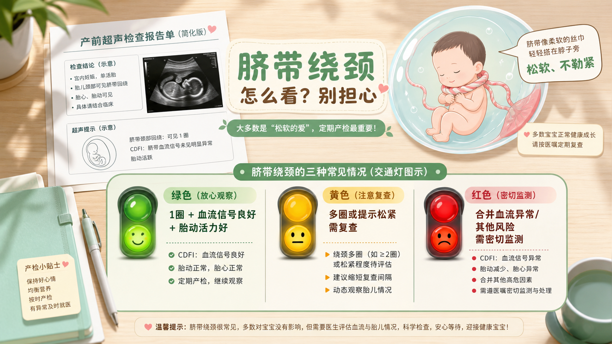 B超提示脐带绕颈1周别慌：关键看血流和随访