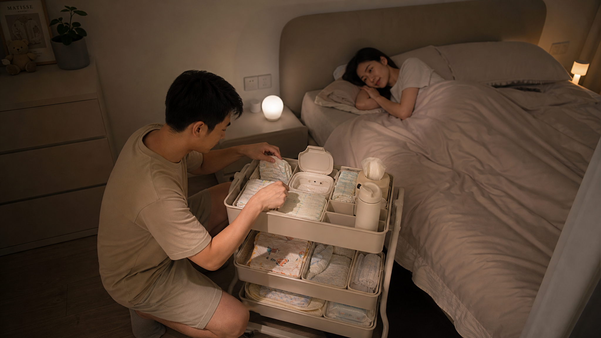 产后夜里别再现找东西：床边一辆工具车就够了
