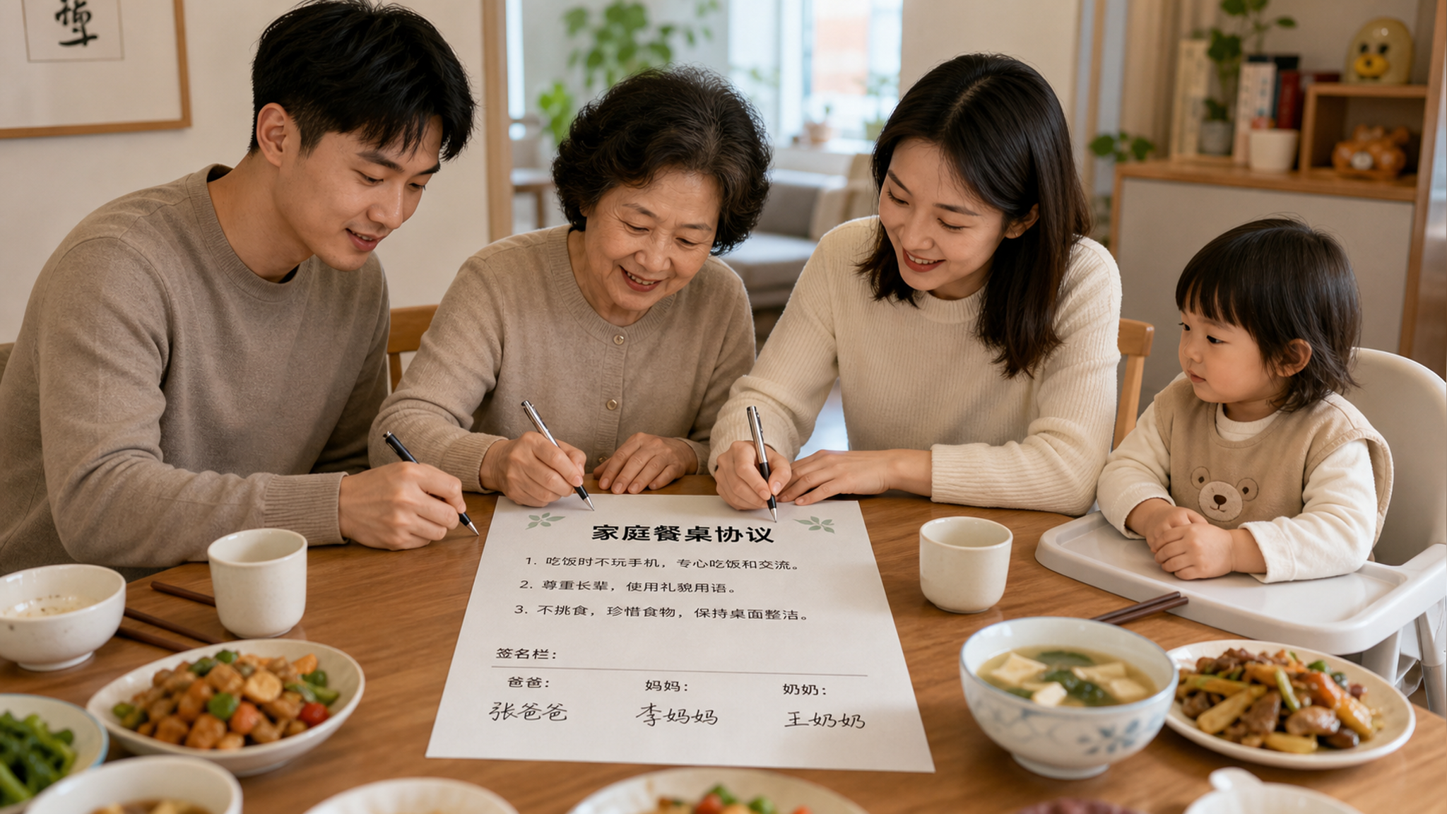 长辈偷塞糖还追喂？一张家庭餐桌协议止吵