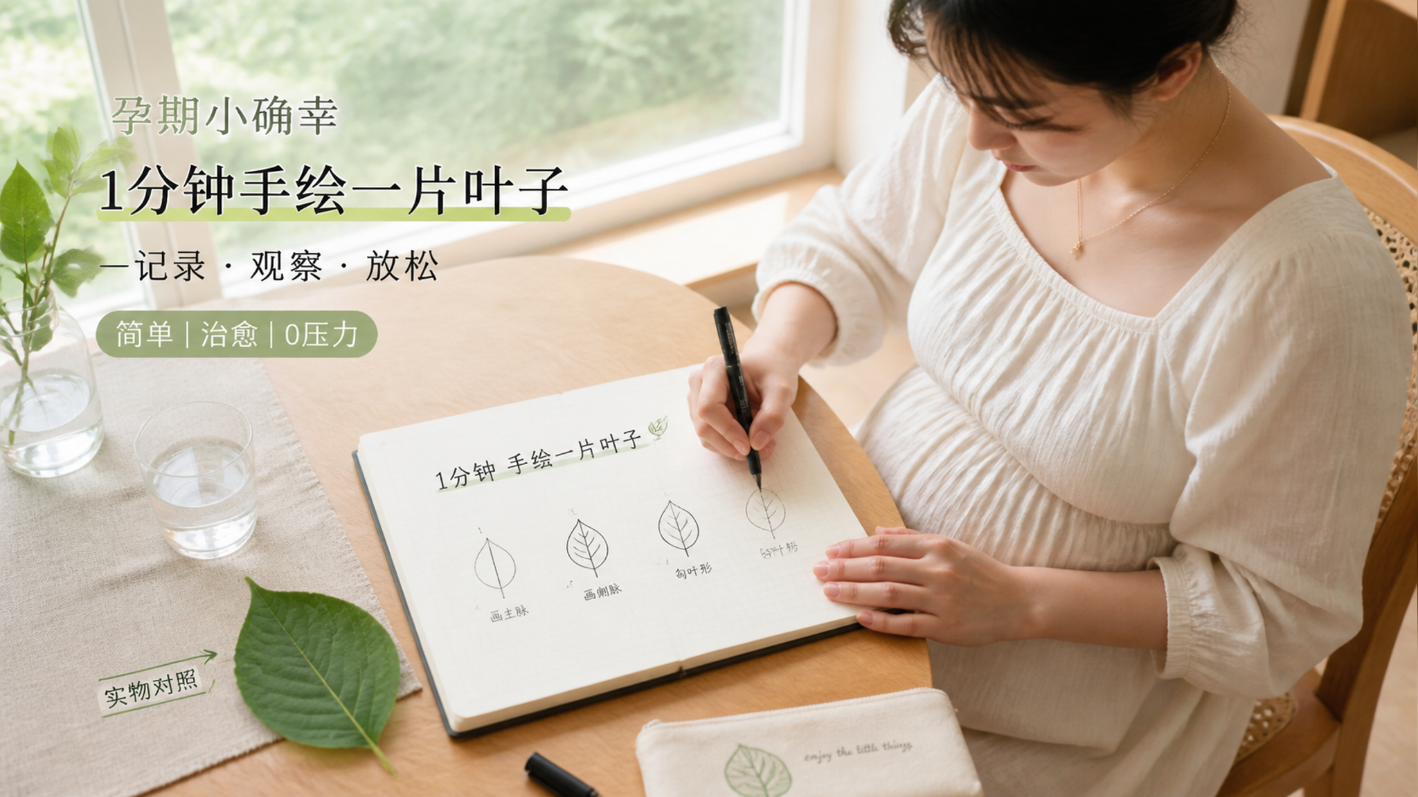 胎教不用卷：1分钟线描一片叶子，稳住手也稳住心