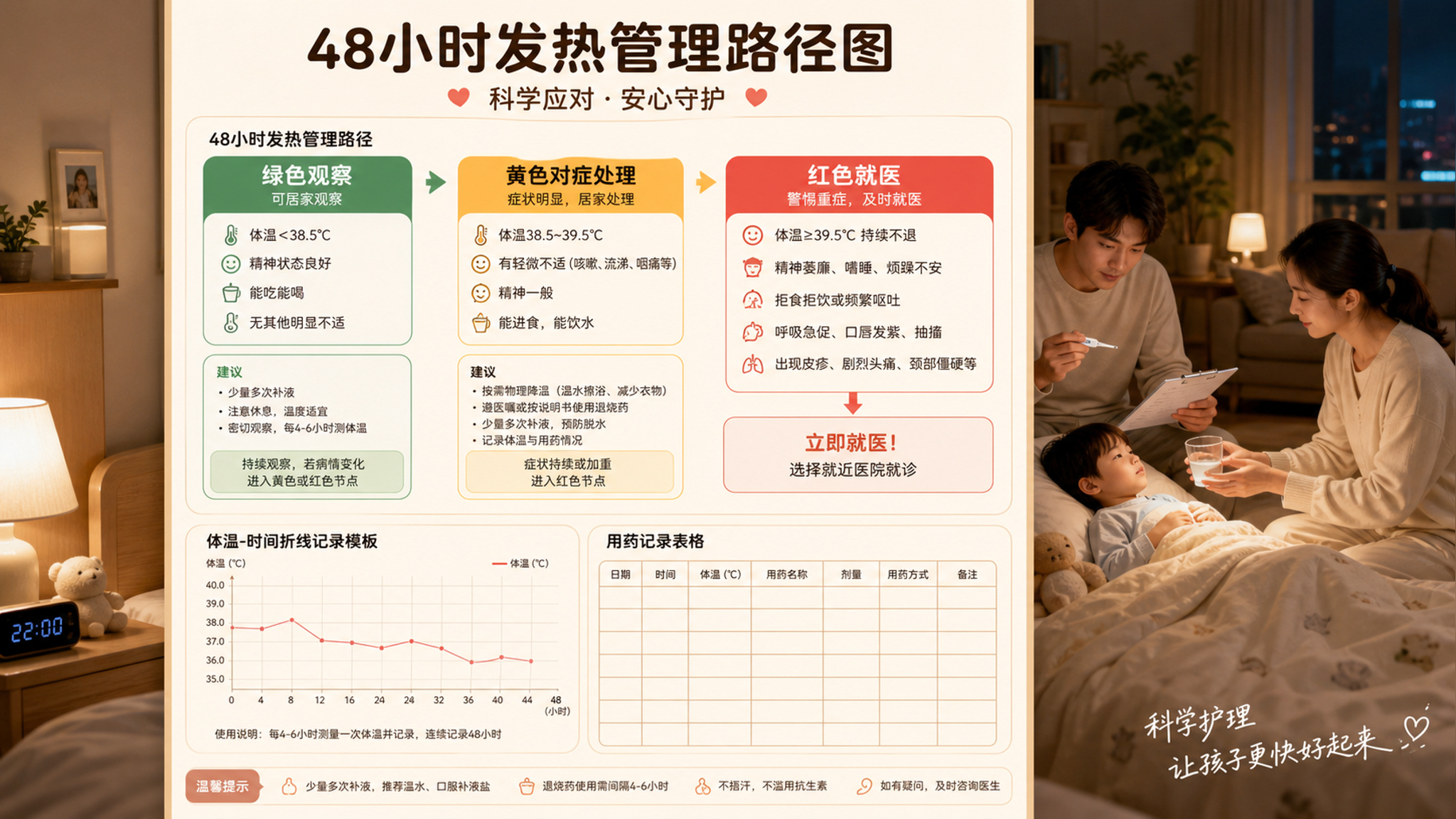 接种后发热怎么办？48小时红黄绿判断表