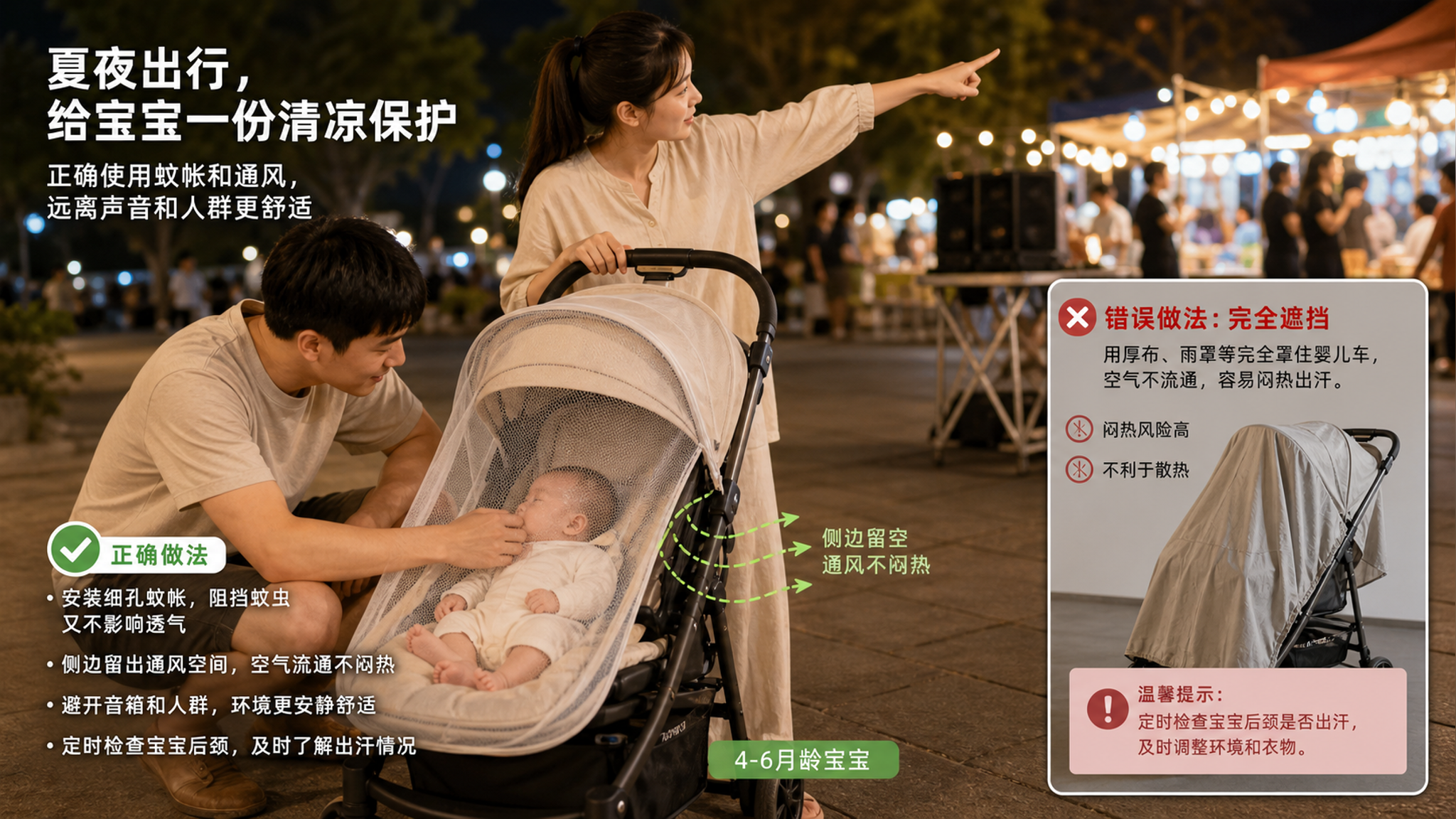 4-6月龄去夜市别硬扛：防蚊防噪防过热一套做完