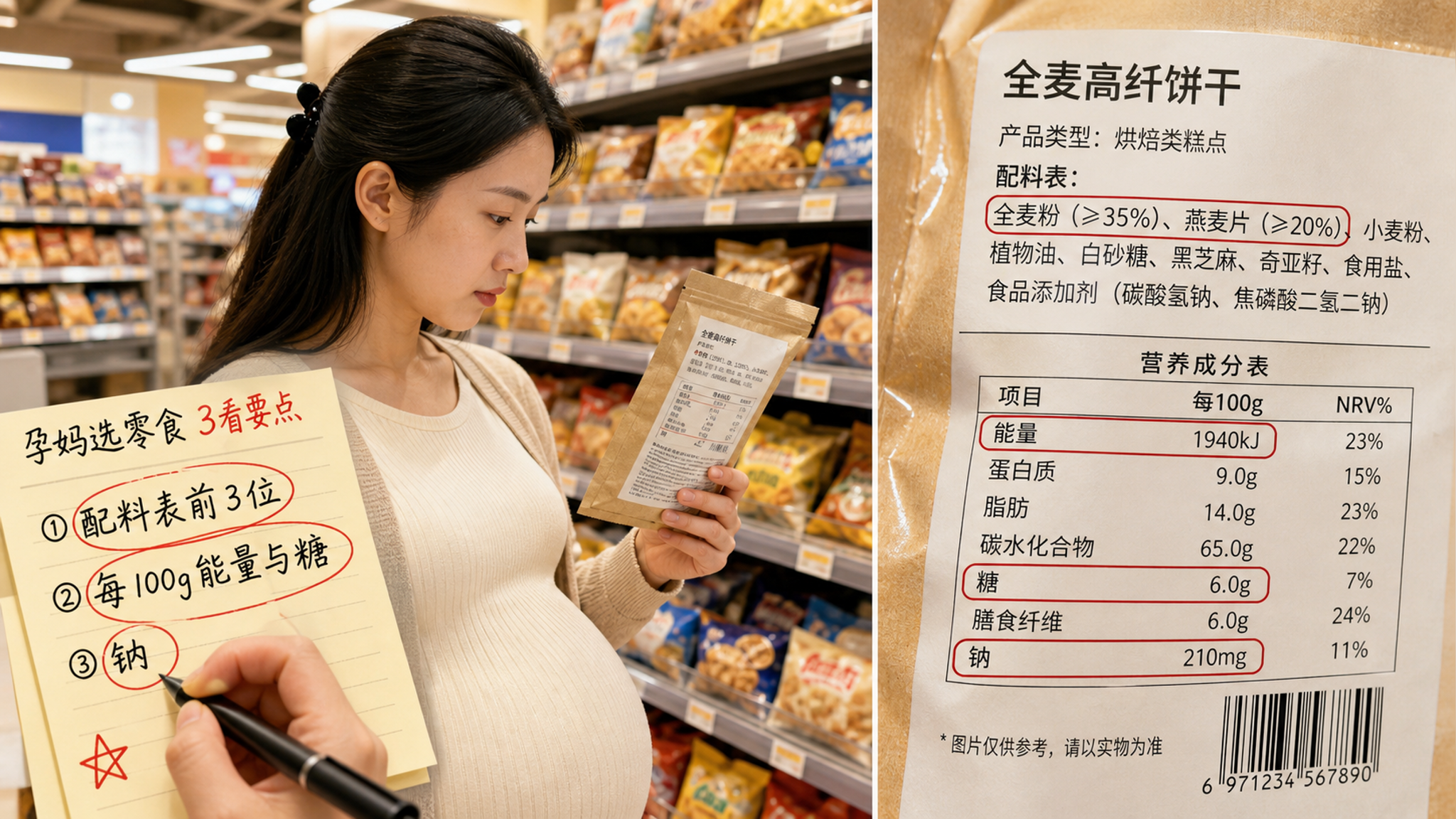 孕期网红粗粮零食别乱囤：配料表先盯前3位
