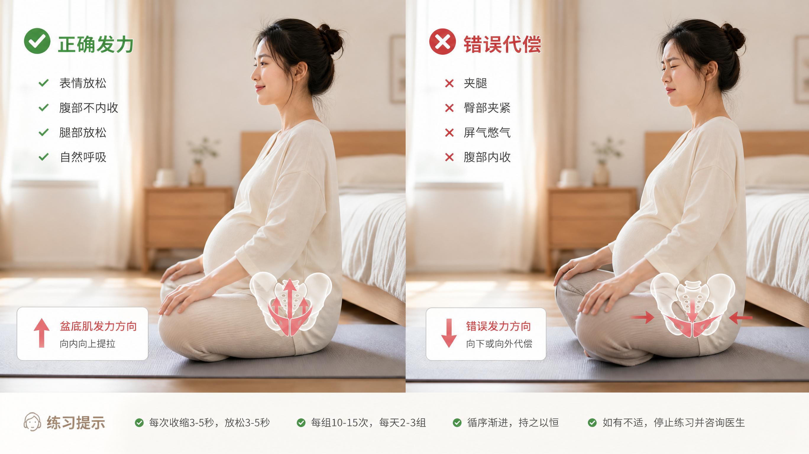 孕期一咳就漏别硬练 3步找对盆底肌发力
