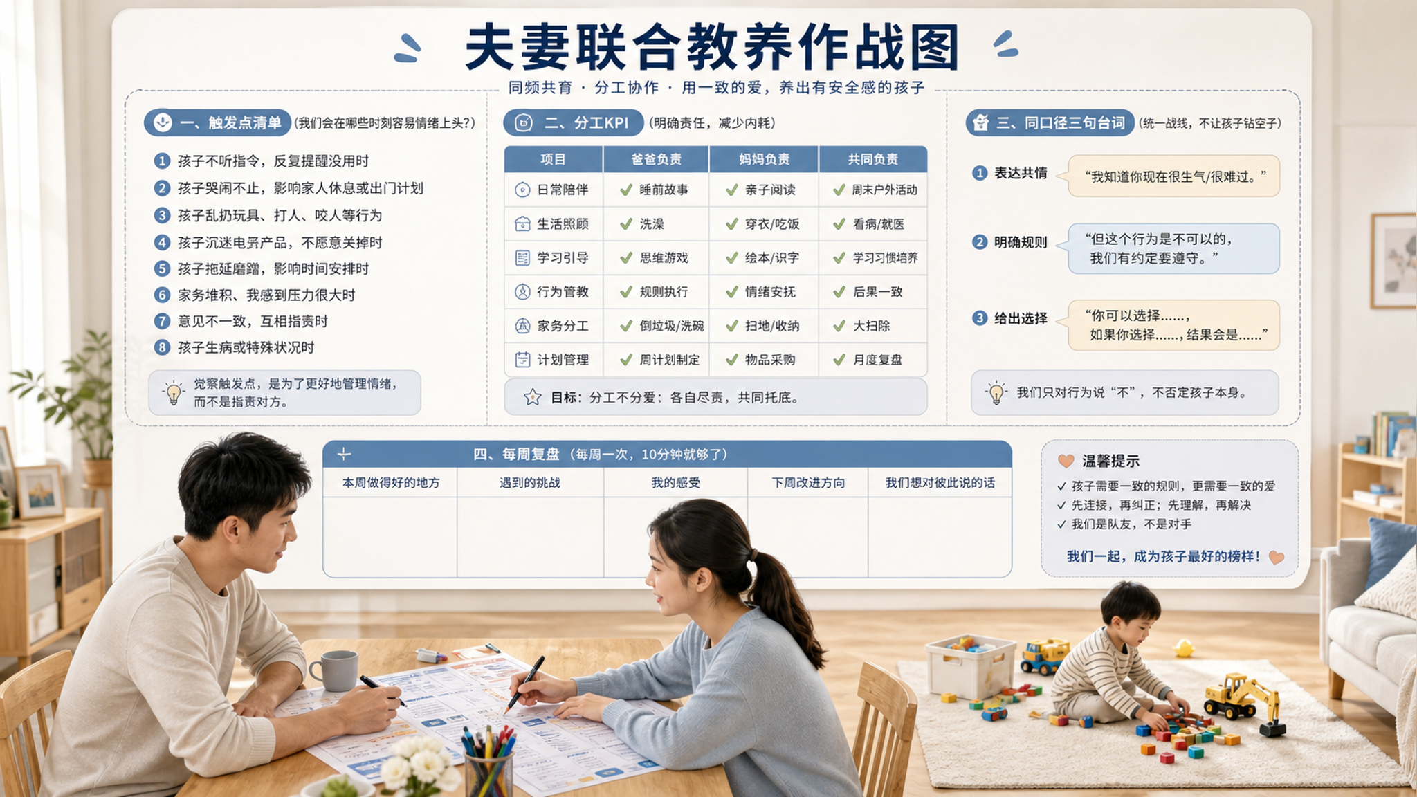 2-3岁总在外面崩溃？先把夫妻口径统一成3句台词