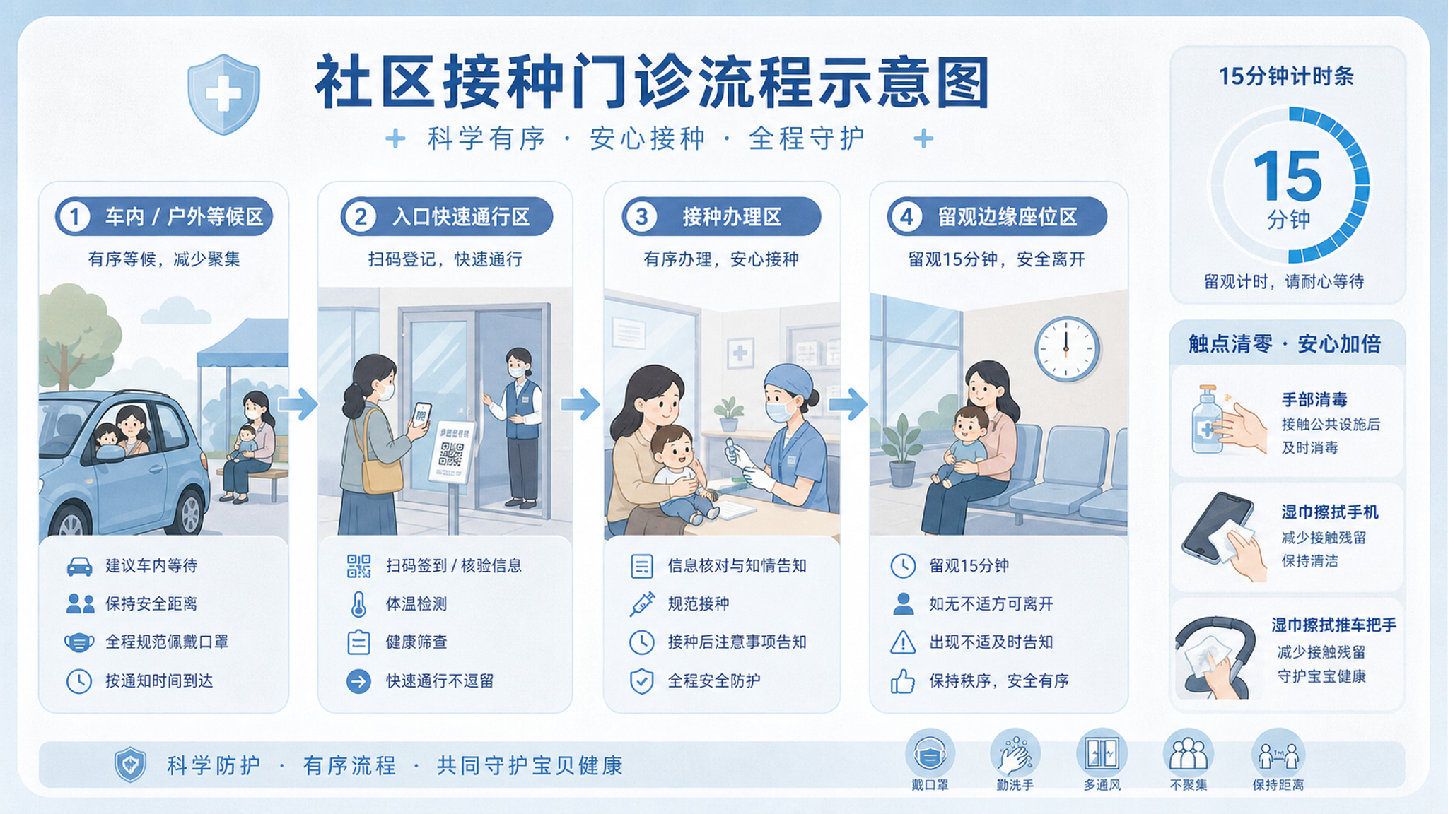 夏天带娃打疫苗怎么快进快出？15分钟四区分流法