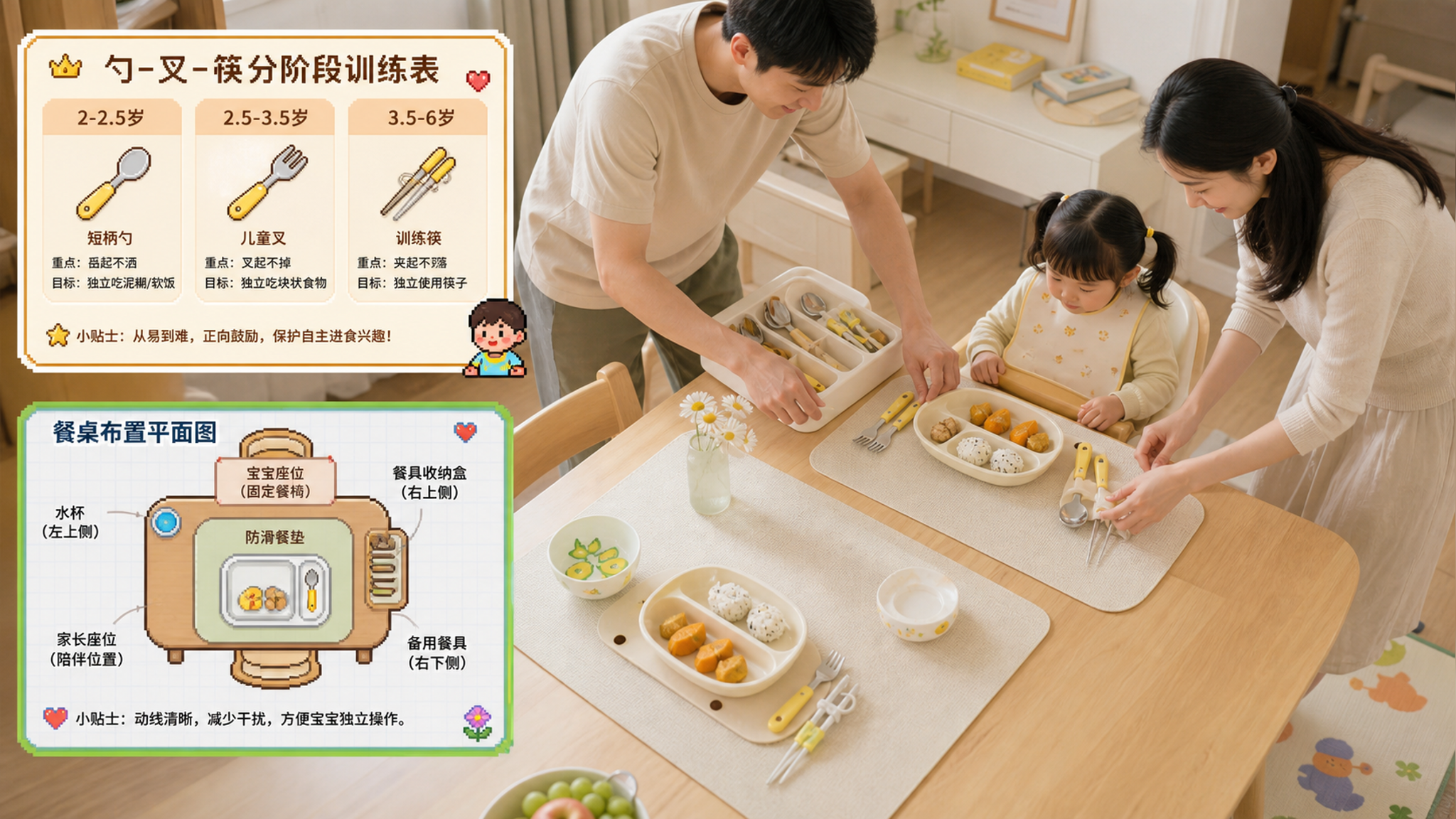 别急着喂：勺叉筷三步让孩子自己吃更稳