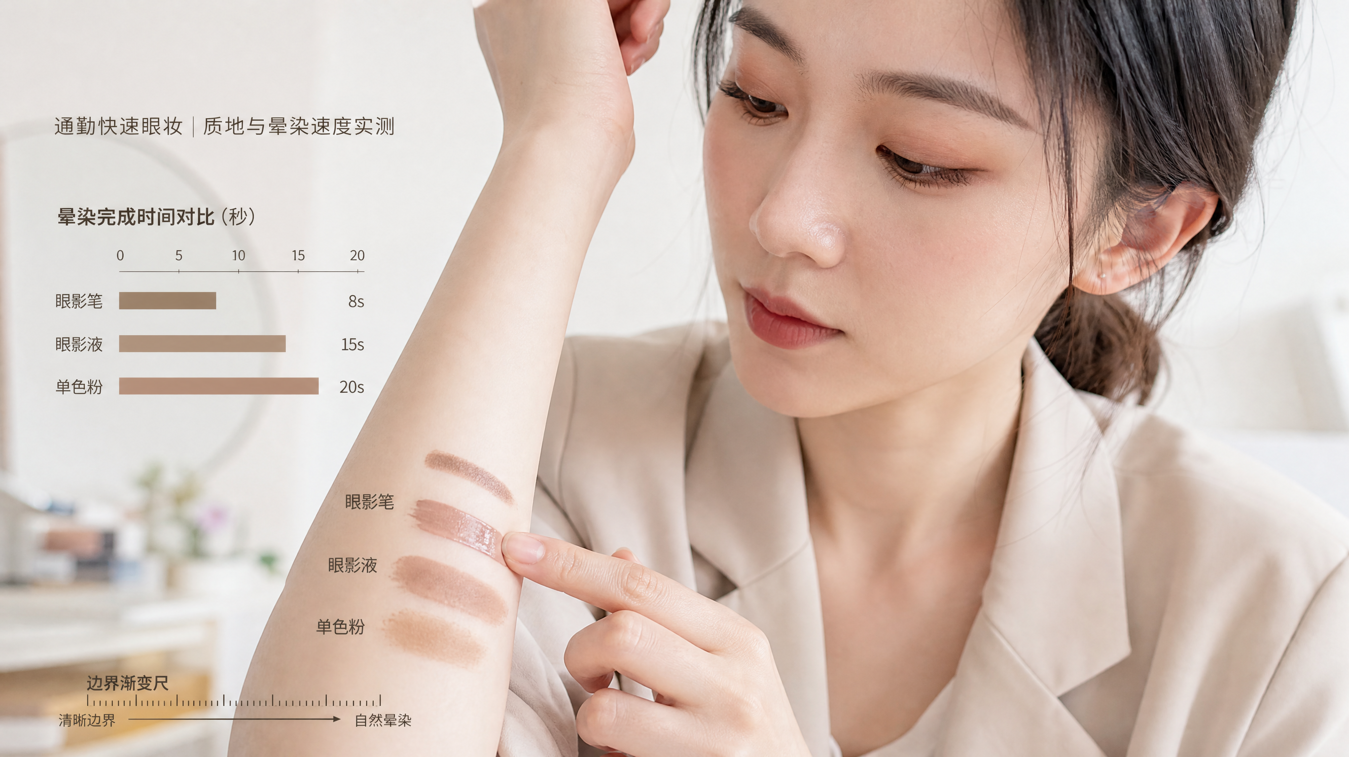 早八通勤眼影怎么选：笔、液、粉谁最不翻车？