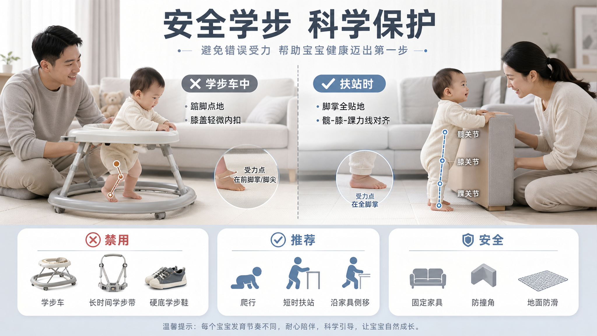 1岁内别用学步车和硬底学步鞋：伤的不是腿，是力线