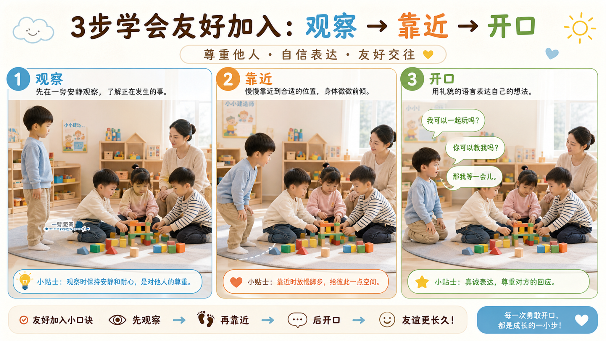 孩子在园里只敢旁观？5句入场台词教会他加入游戏